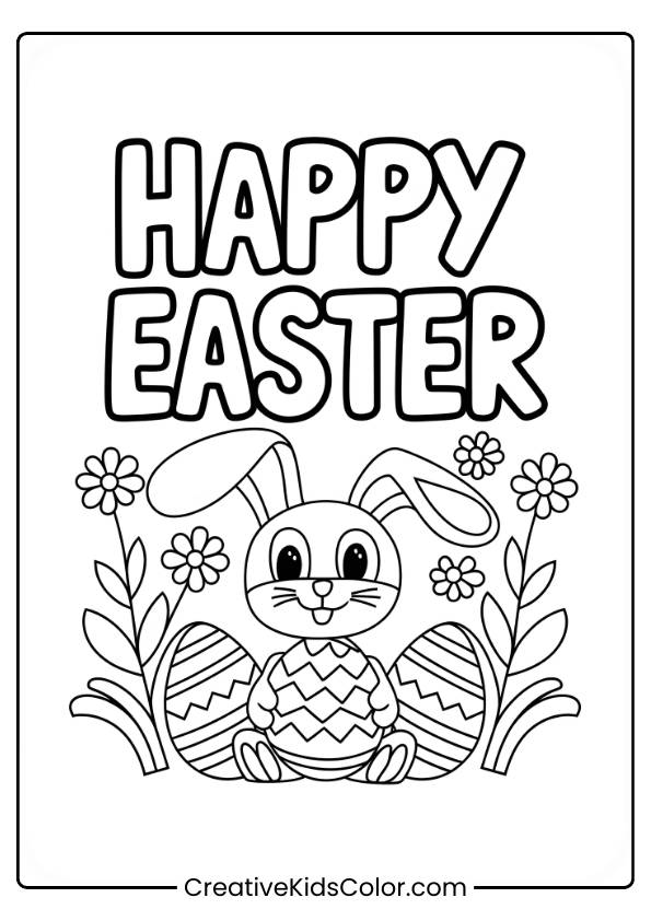 Happy Easter Coloring Page