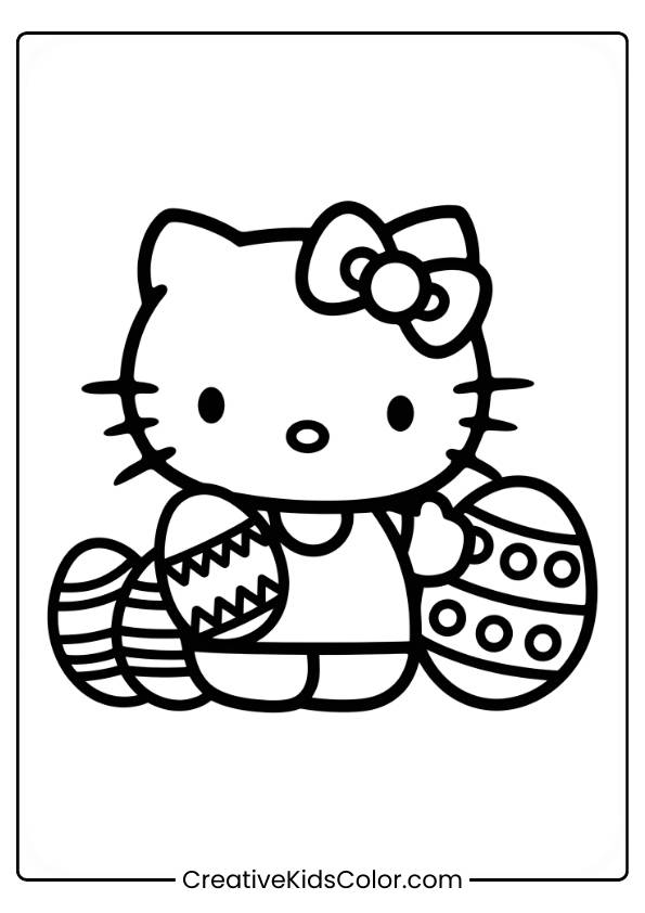 Hello Kitty Easter Coloring Page