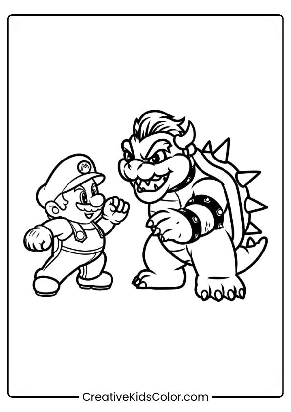 Mario And Bowser Coloring Page