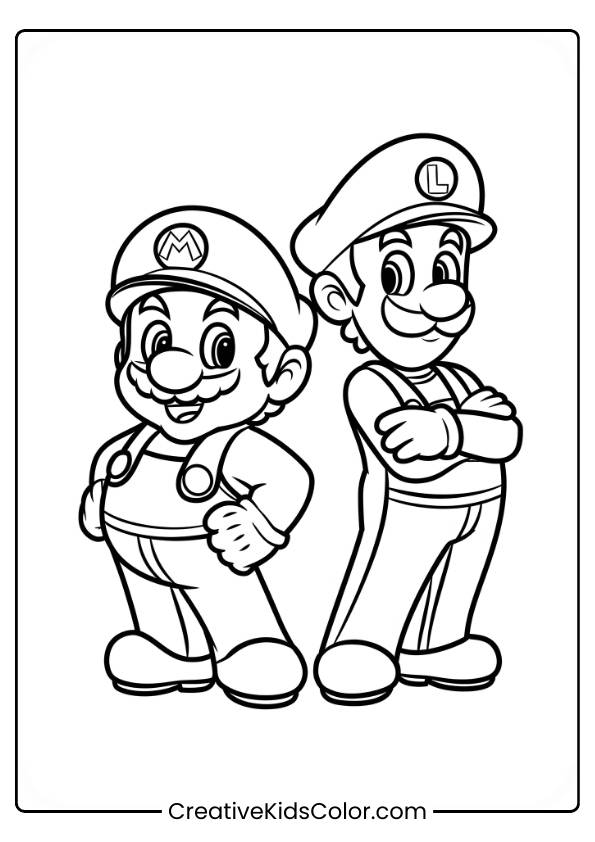 Mario And Luigi Coloring Page