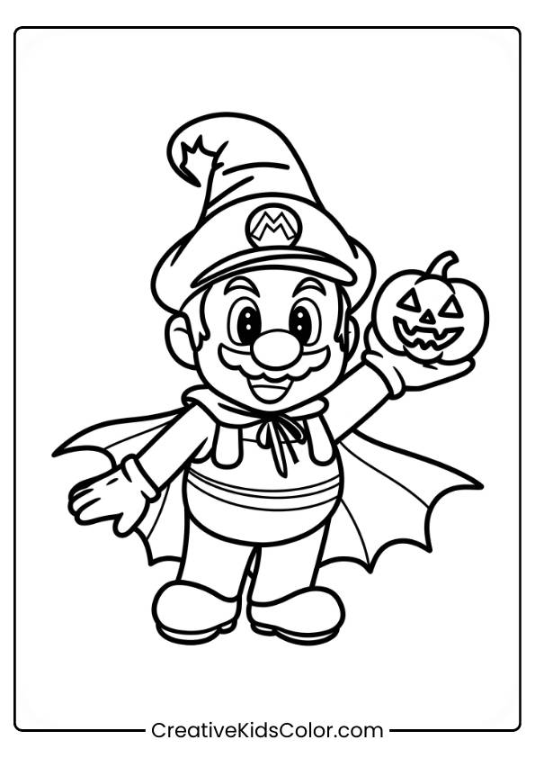 Mario Halloween Coloring Page