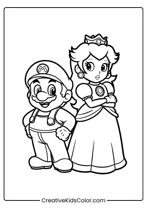 Mario Princess Peach Coloring Page