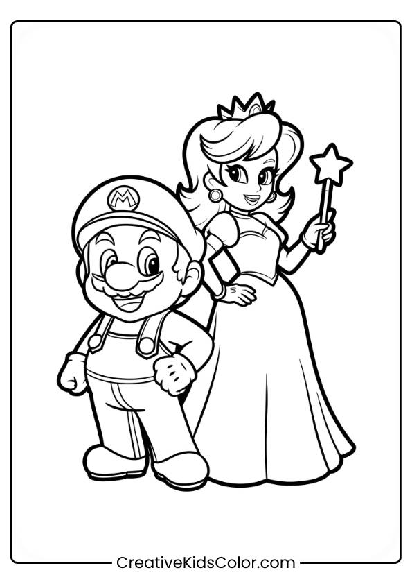 Mario Rosalina Coloring Page