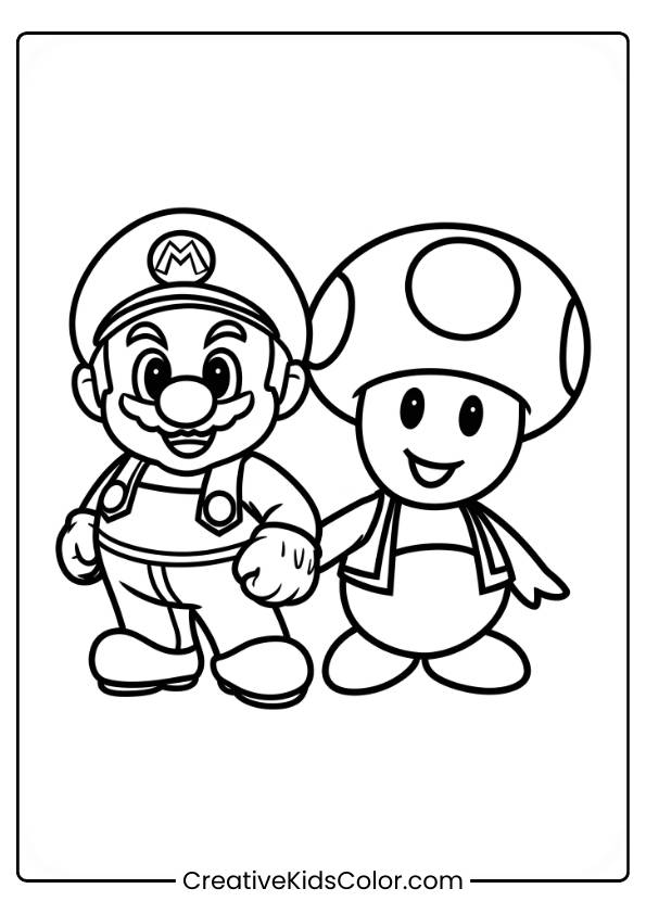 Mario Toad Coloring Page
