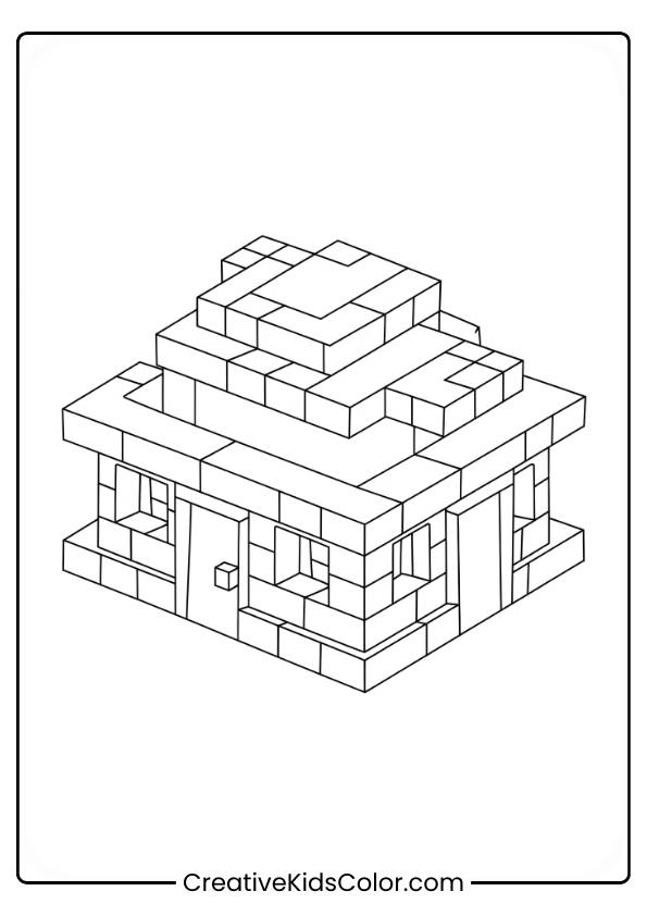 A Larger, More Detailed Voxel-Based Mansion With Multiple Levels. It Has Windows And Doorways, And Is Designed In A Classic Minecraft Style.