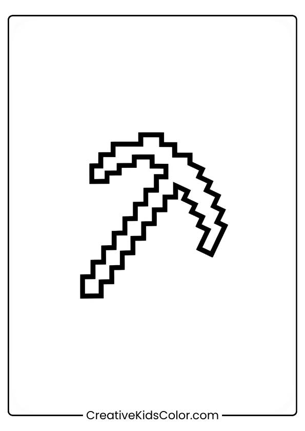 A Pixelated Pickaxe, A Common Tool In Minecraft, Is Positioned Diagonally With A Detailed Handle And Blade.