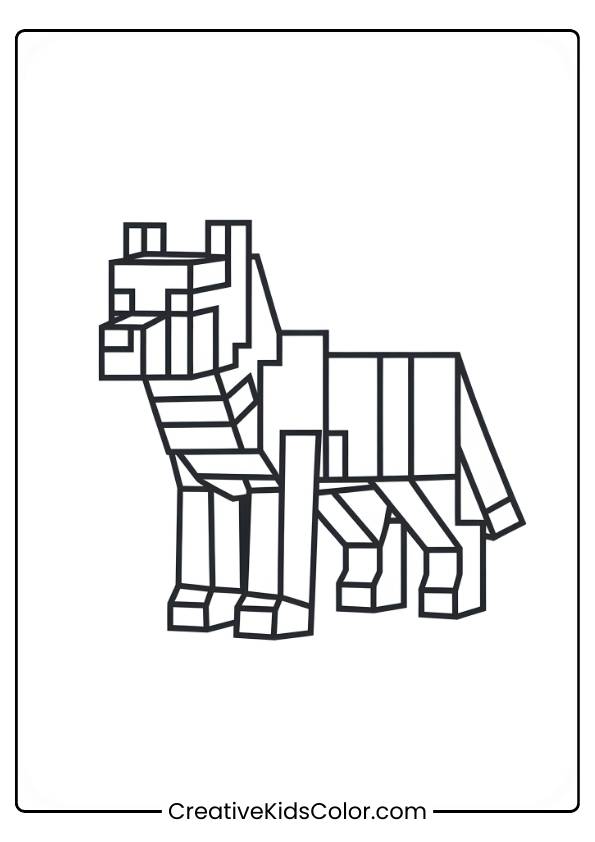 A Pixelated Wolf-Like Creature, Standing Upright With Its Head Turned Slightly, Is Designed In A Minimalist Style.