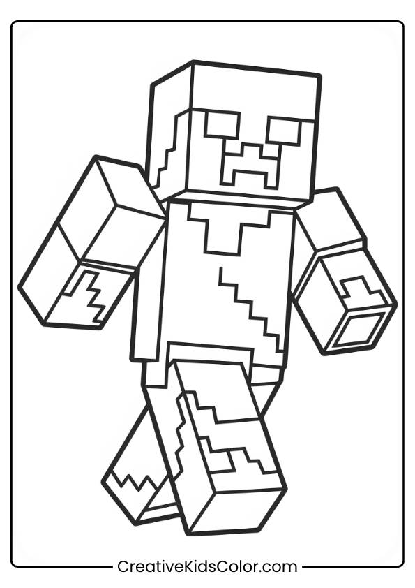 A Minecraft Zombie Character Is In A Walking Pose, With Its Arms Extended Forward, Against A Plain Background.