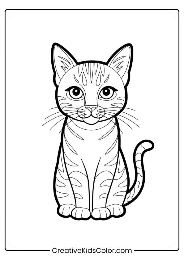 Realistic Cat Coloring Page