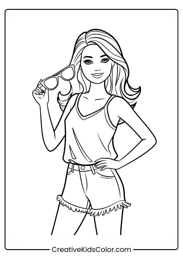 Summer Barbie Coloring Page
