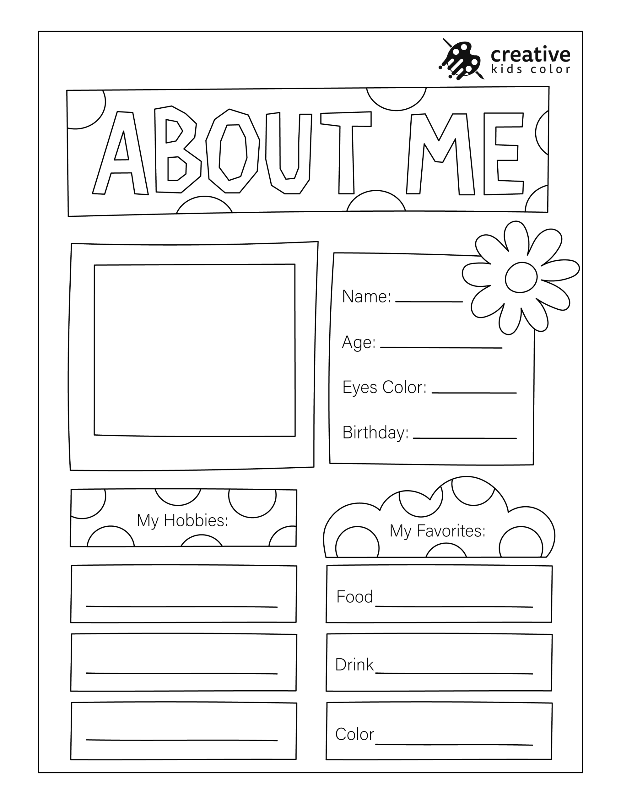 All About Me Worksheet Template For Elementary Students To Draw And Describe Themselves.