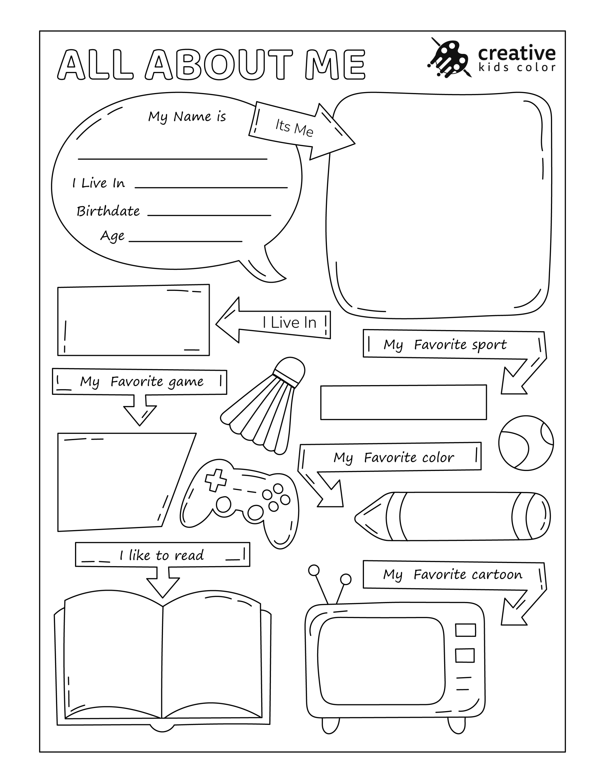 Simple All About Me Worksheet For Boys Including Spaces For Age, Birthday, And Favorite Sport.