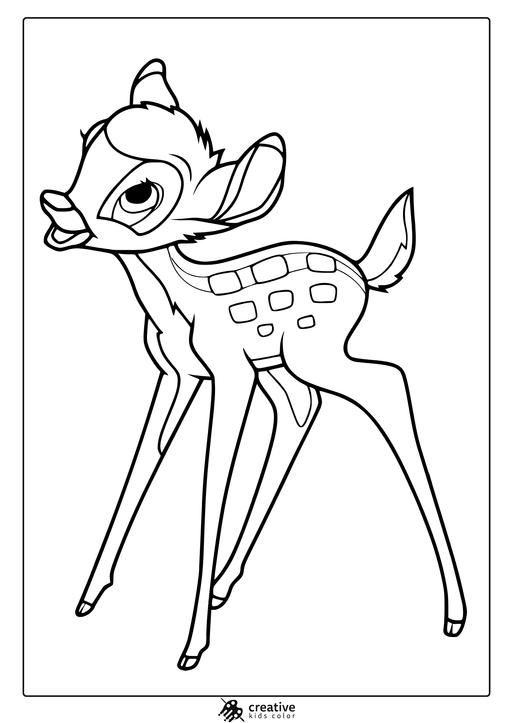 Bambi Coloring Page Standing Quietly.