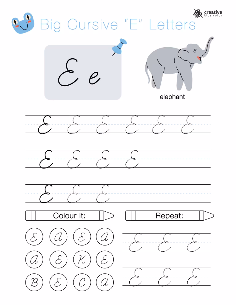 Cursive Letter E Worksheets (Free Printable PDFs)