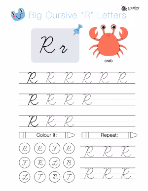 Looped Cursive R Cursive R Worksheets (Free Printable PDFs)