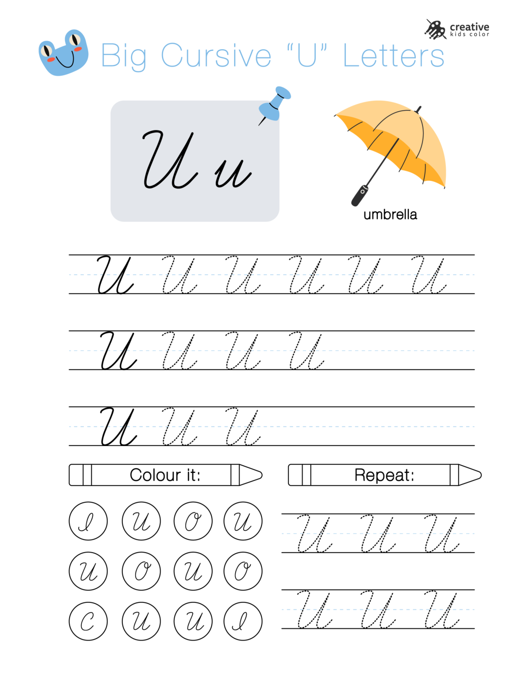 Pretty Cursive U Cursive U Worksheets (Free Printable PDFs)