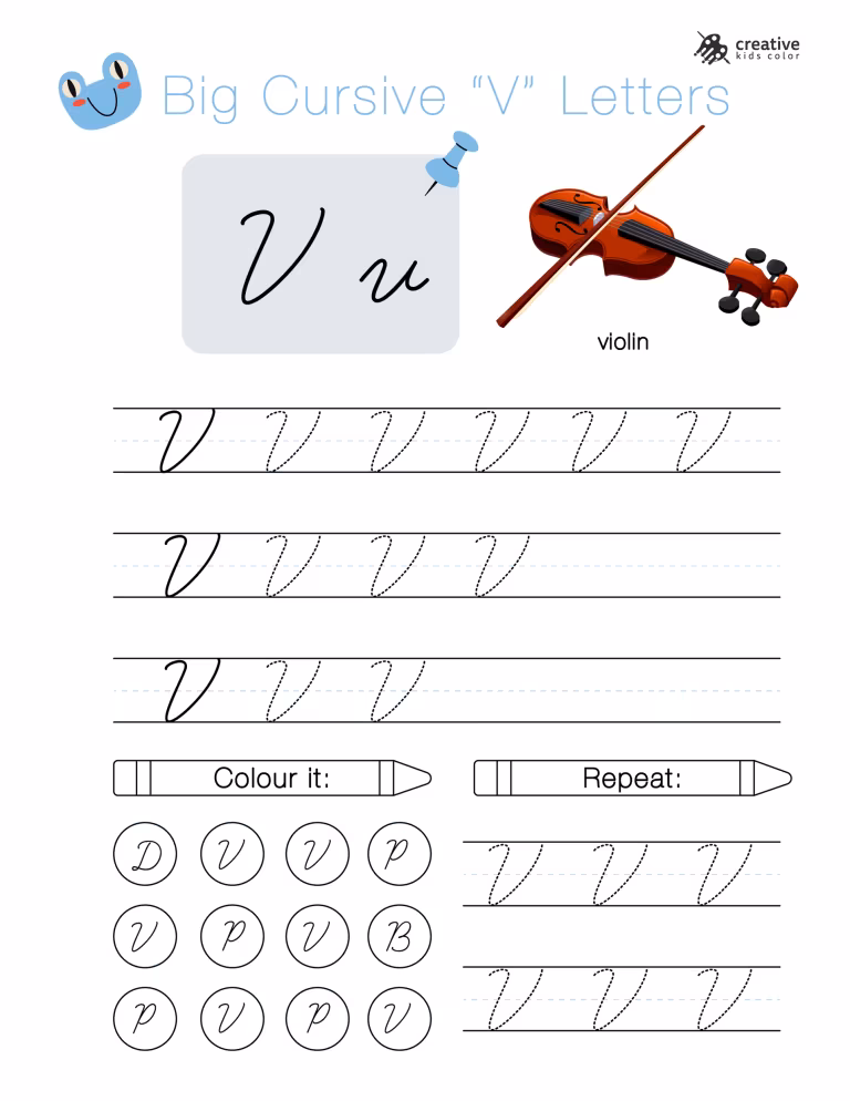 Cursive V Worksheets (Free Printable PDFs)