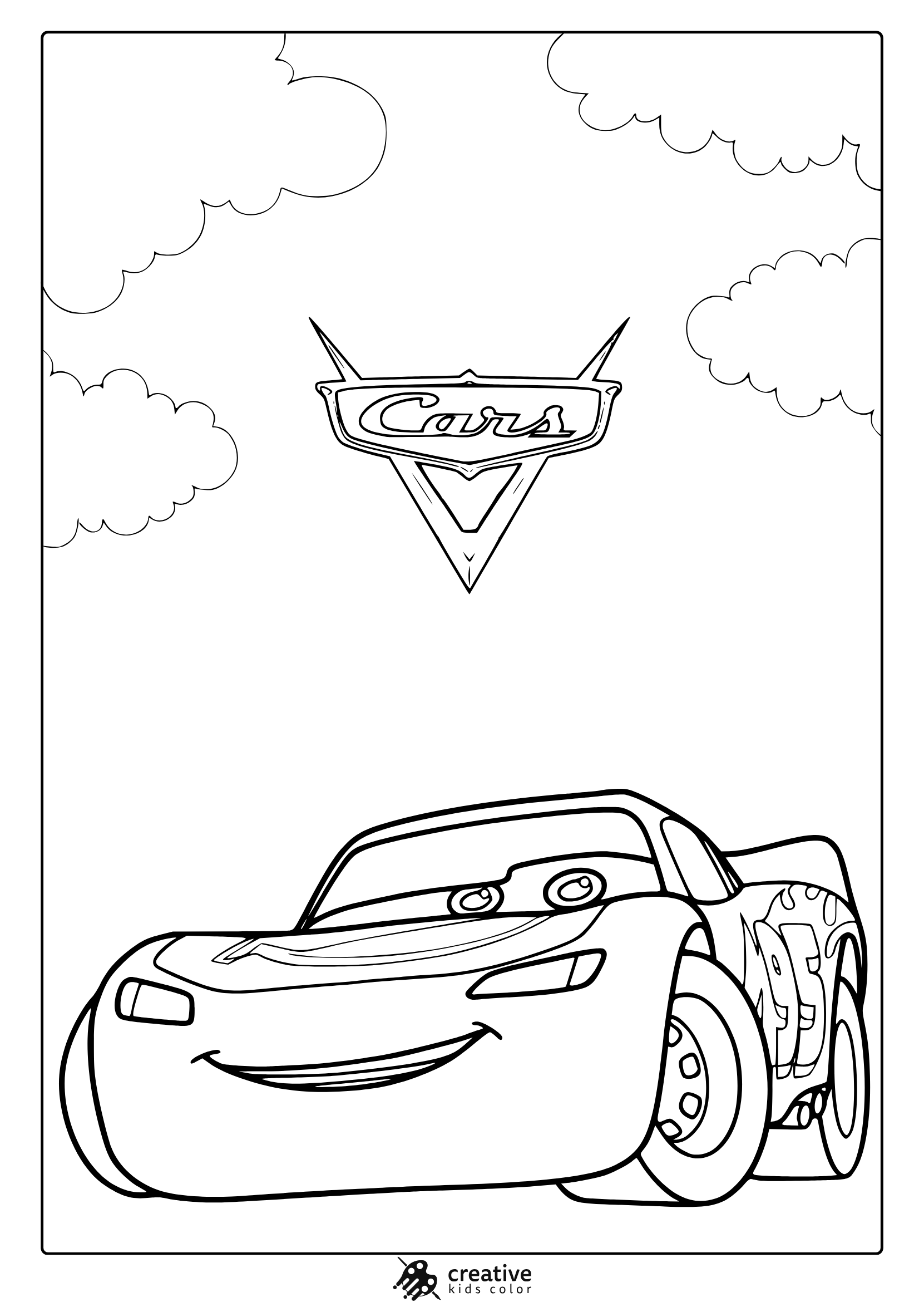 Lightning Mcqueen Coloring Page Smiling.