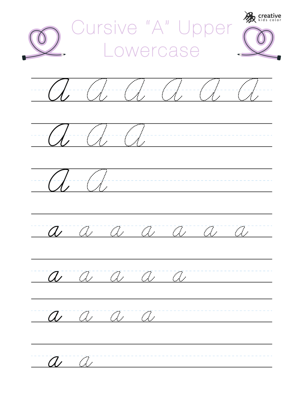 Cursive Letter A Worksheets (Free Printable PDFs)