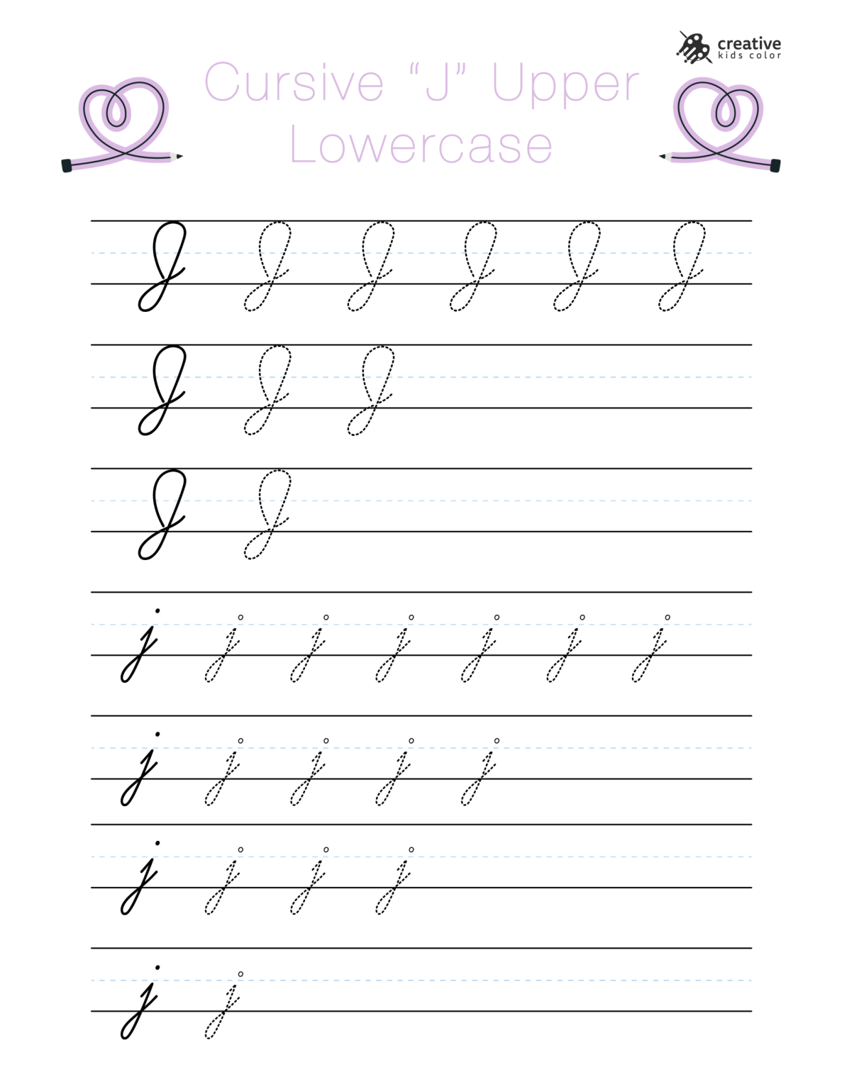 Cursive Letter J Worksheets (Free Printable PDFs)