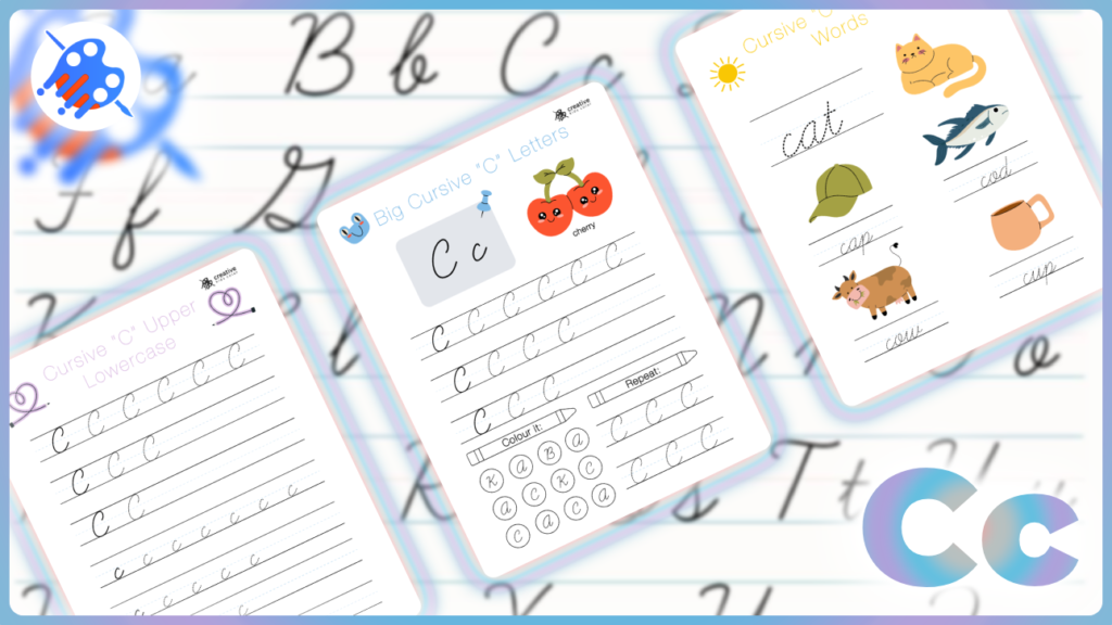 Cursive Letters Colored Cursive Letter C Worksheets (Free Printable PDFs)