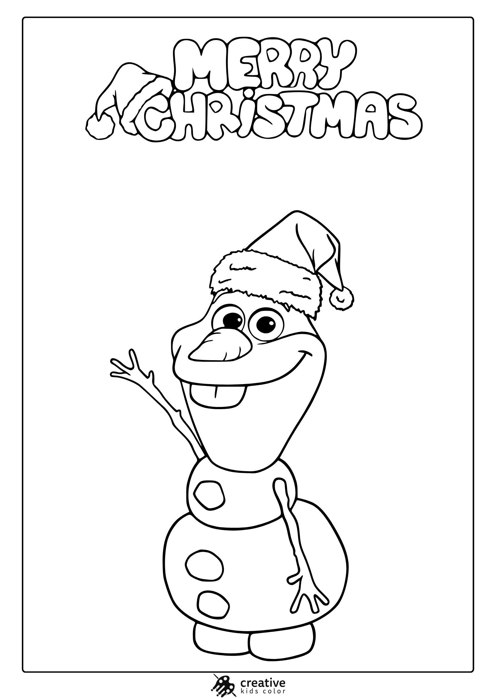 Olaf Coloring Page Wearing A Santa Hat.