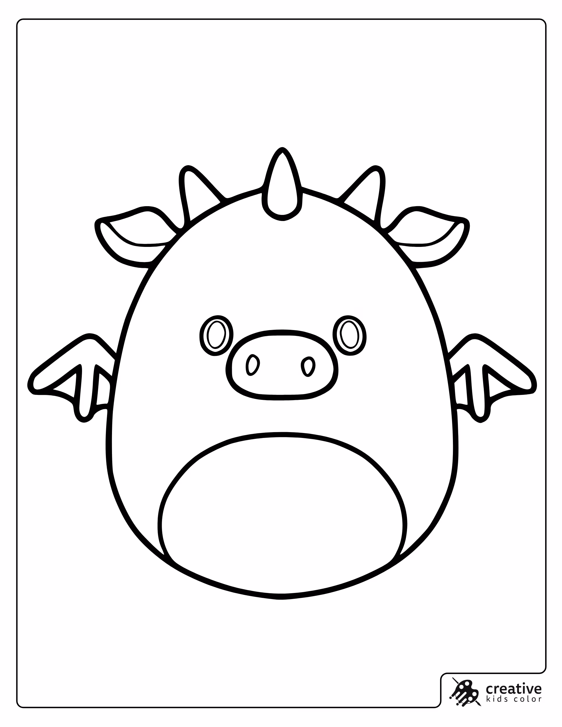 Dustin The Dragon Squishmallow Coloring Page With Rocks And Wings.