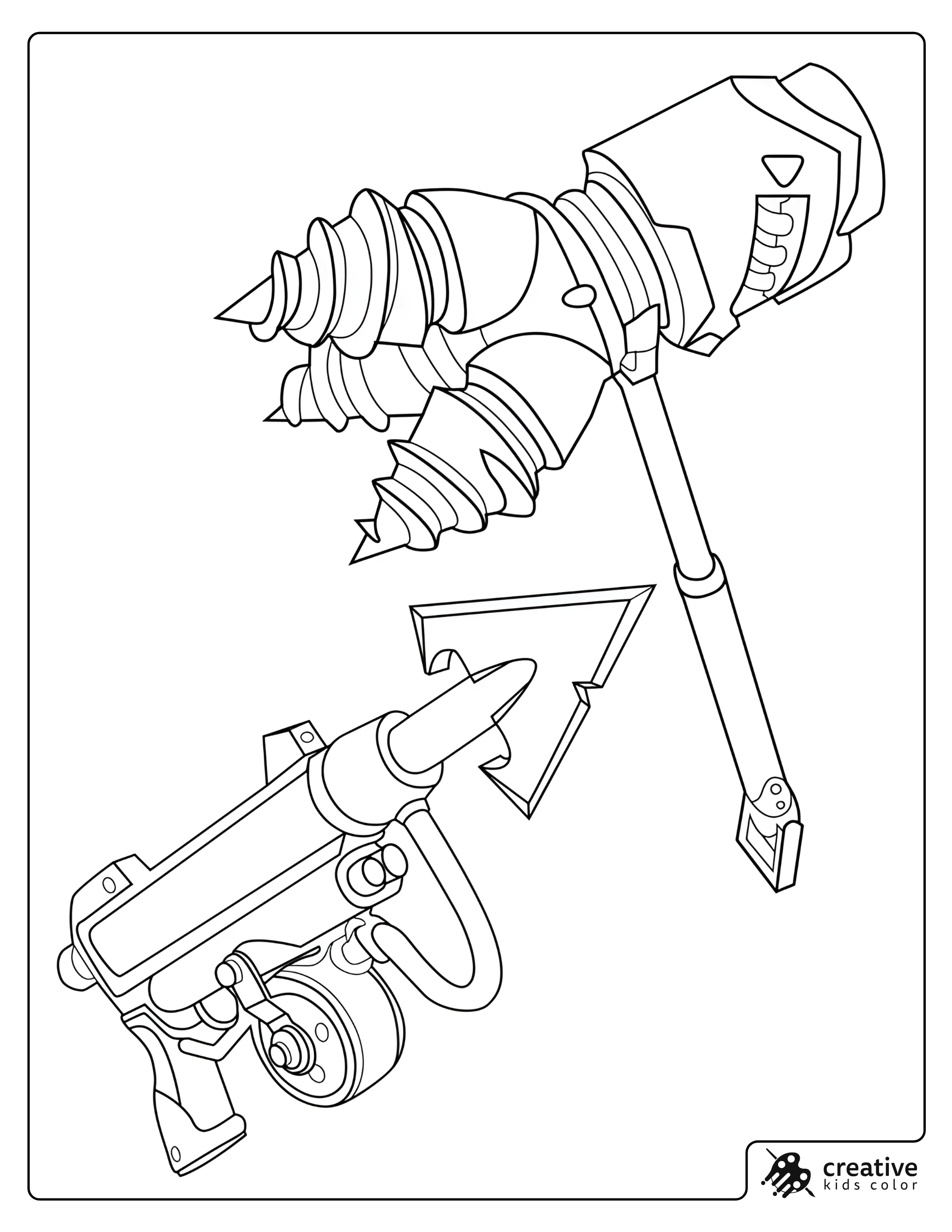 Fortnite Harpoon Gun And Rockbreaker Coloring Page With Two Tools
