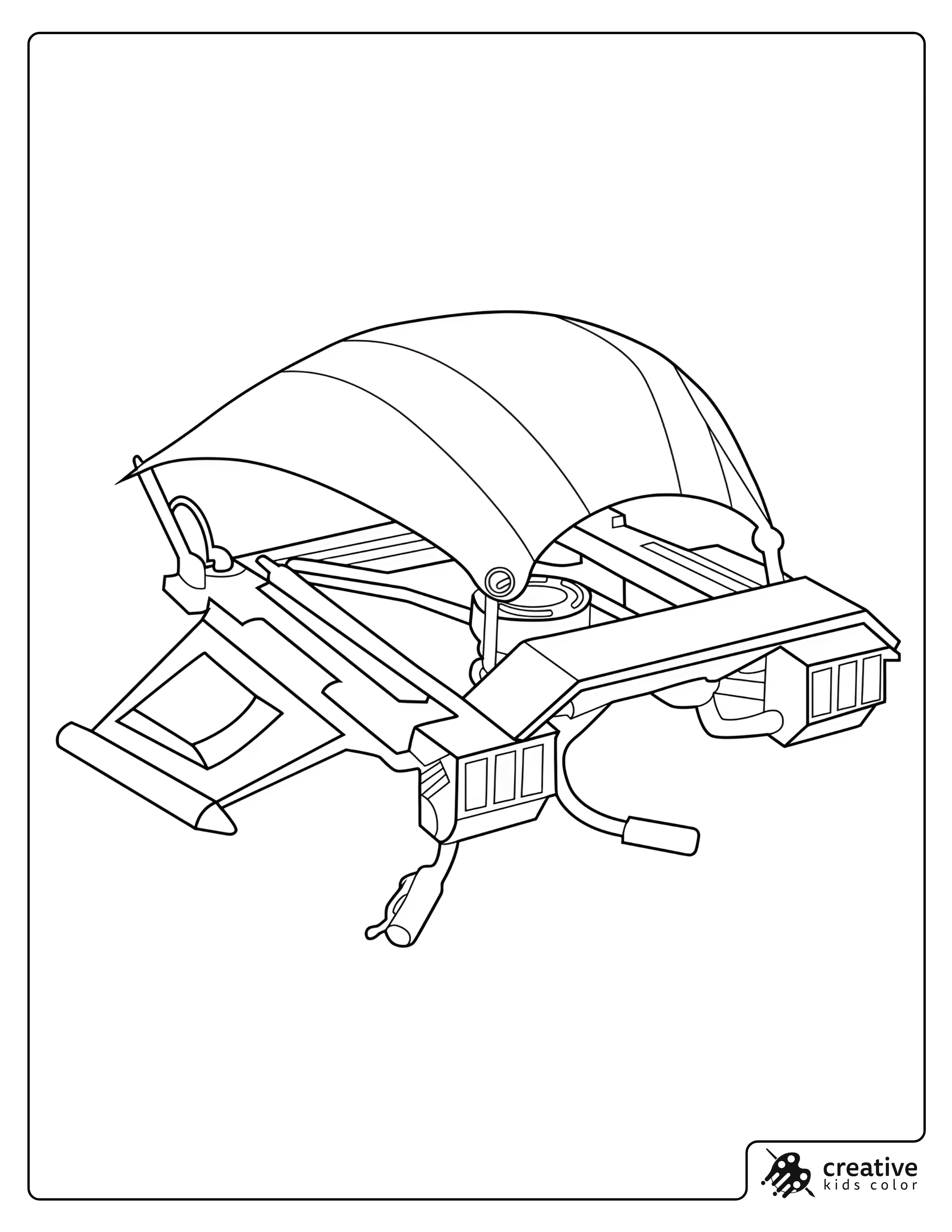 Fortnite High Octane Glider Coloring Page With Curved Canopy And Mechanical Frame