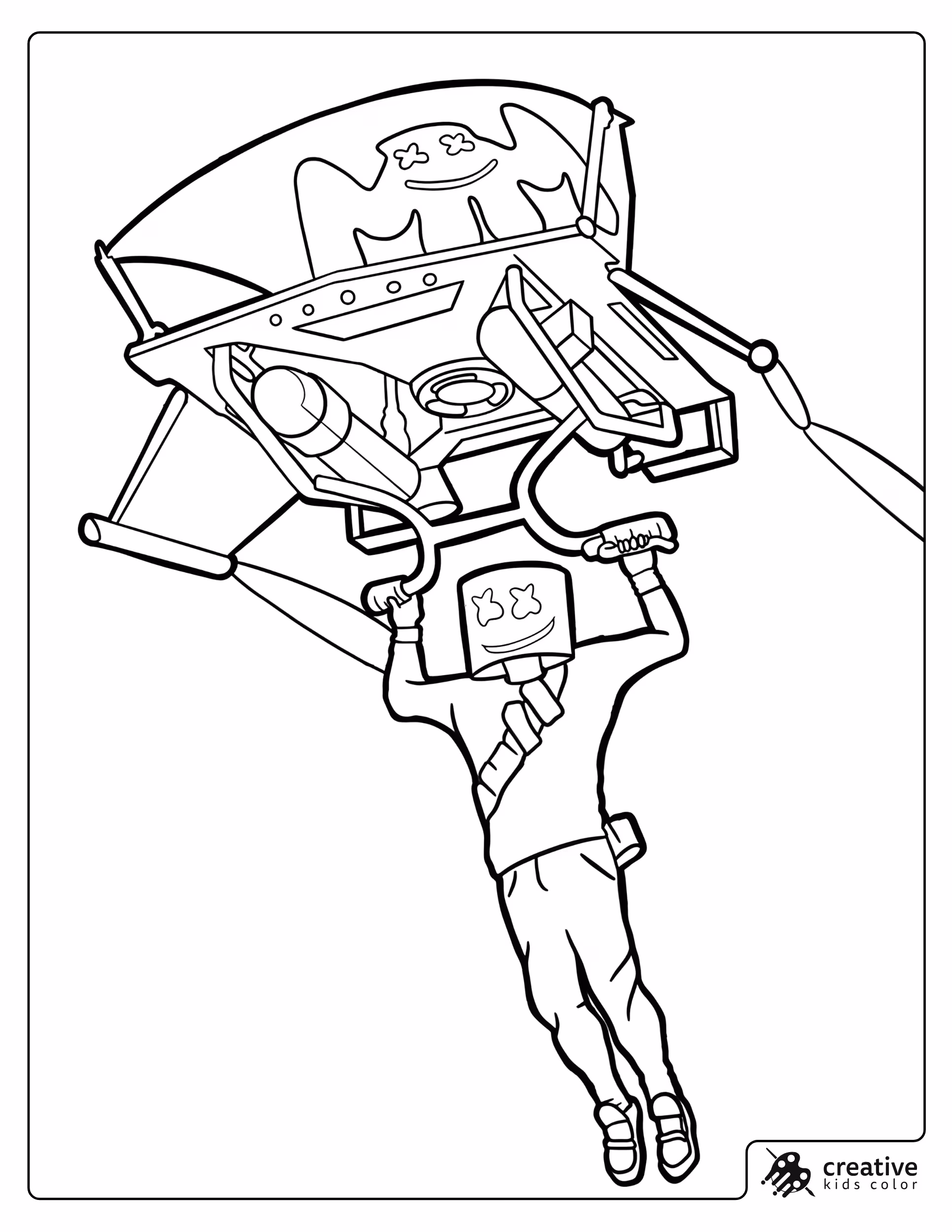 Fortnite Marshmellow Coloring Page With Character Holding Glider Handles