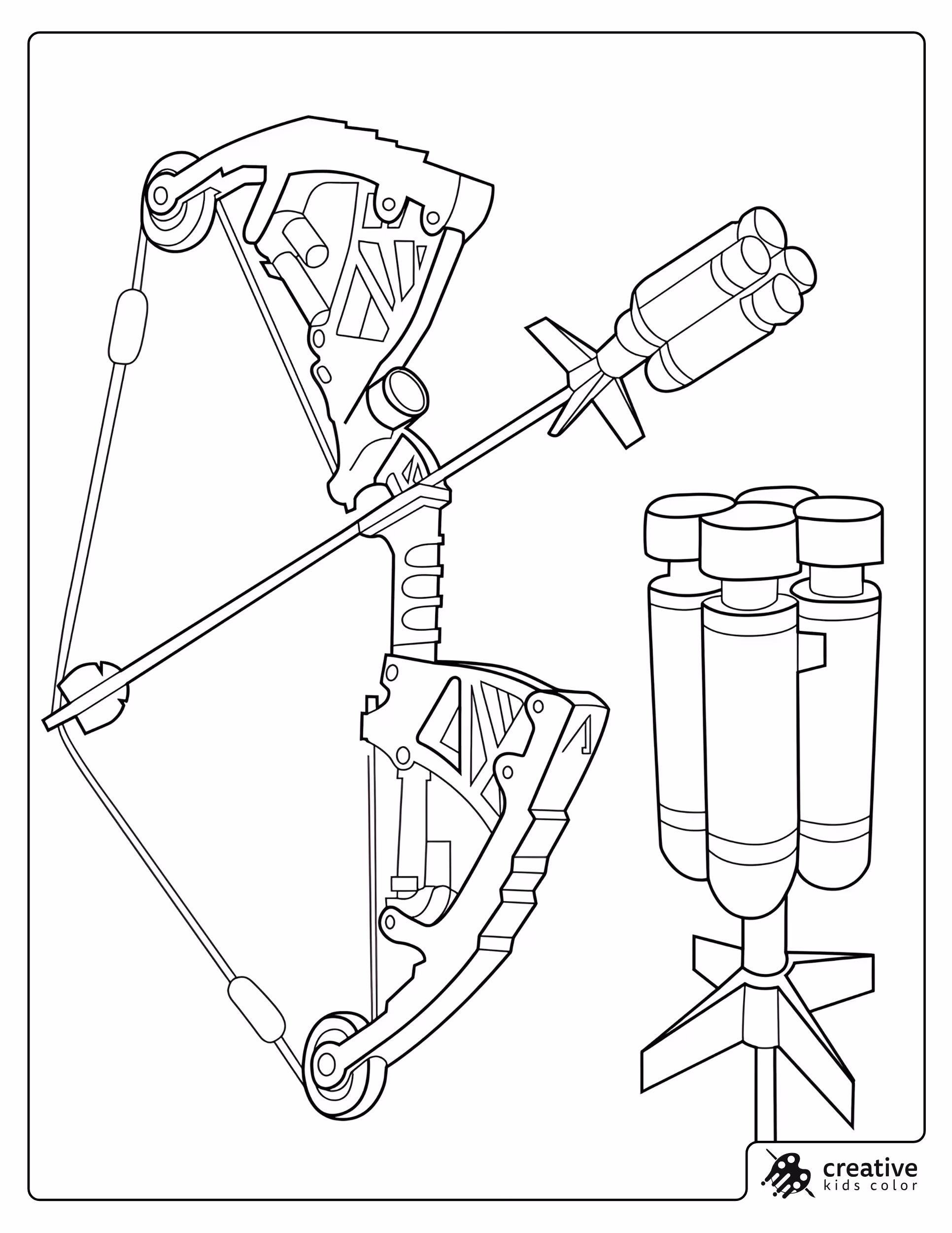 Fortnite Mechanical Explosive Bow Coloring Page With Bow Explosive Arrow And Rocket Bundle