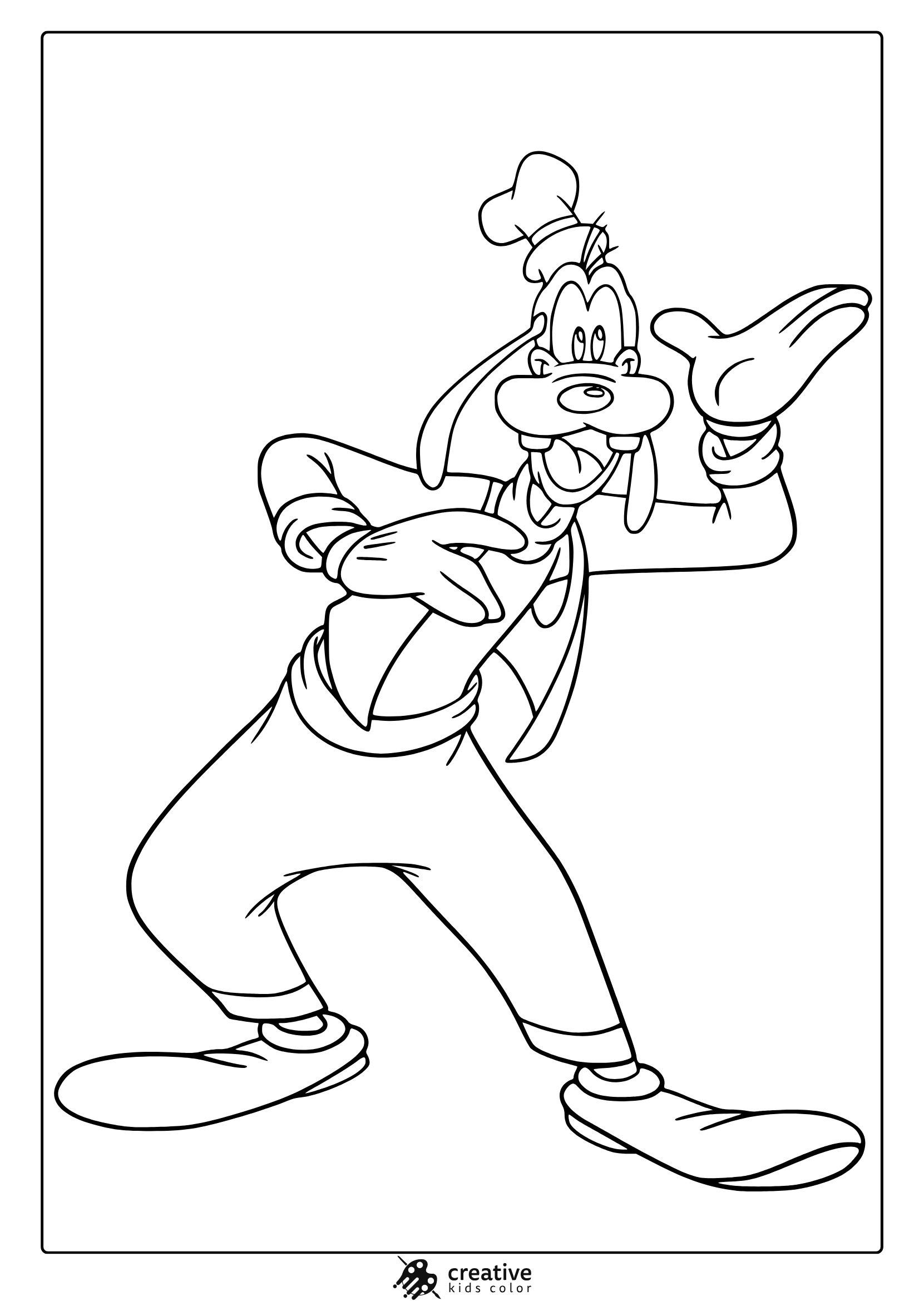Goofy Coloring Page Posing Playfully.