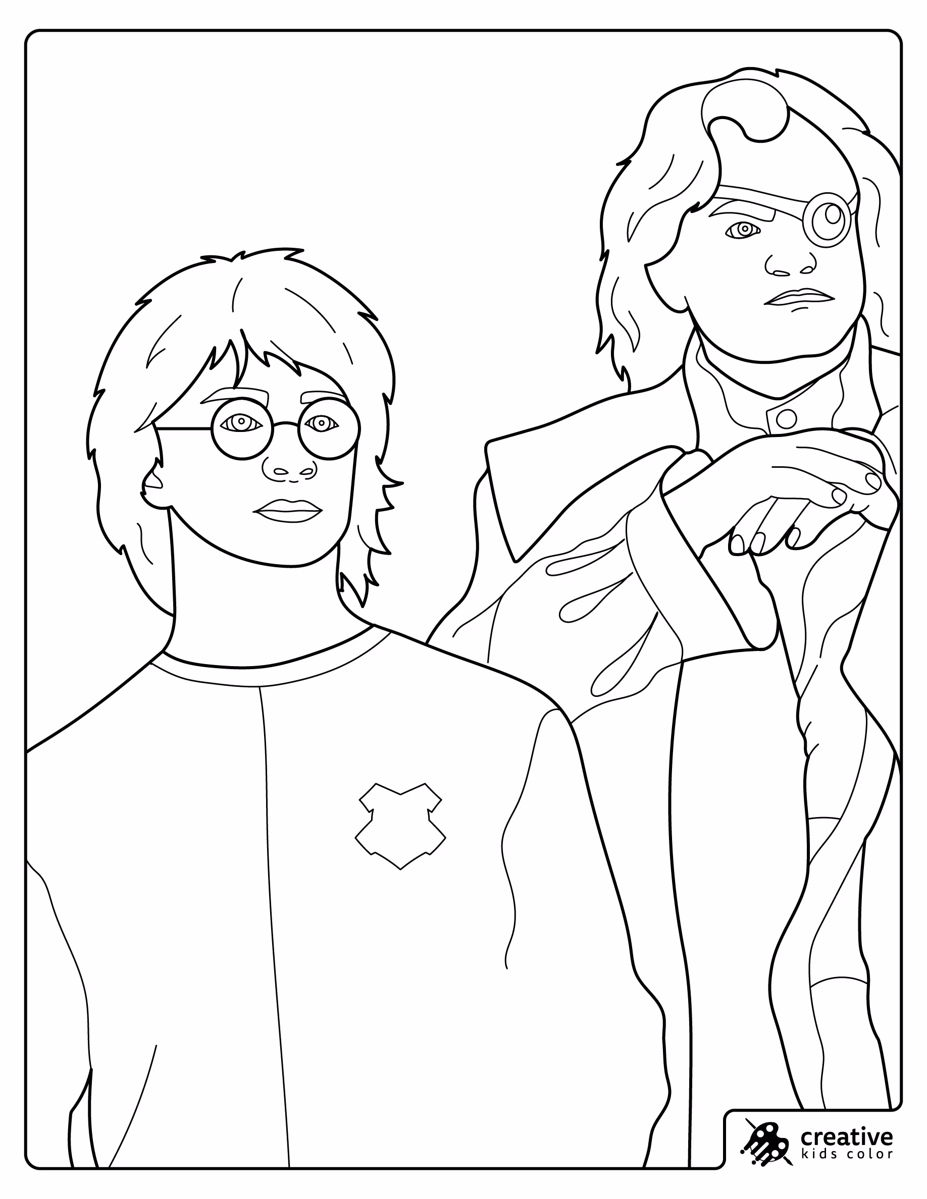 Harry Potter Standing Beside Alastor Moody Coloring Page