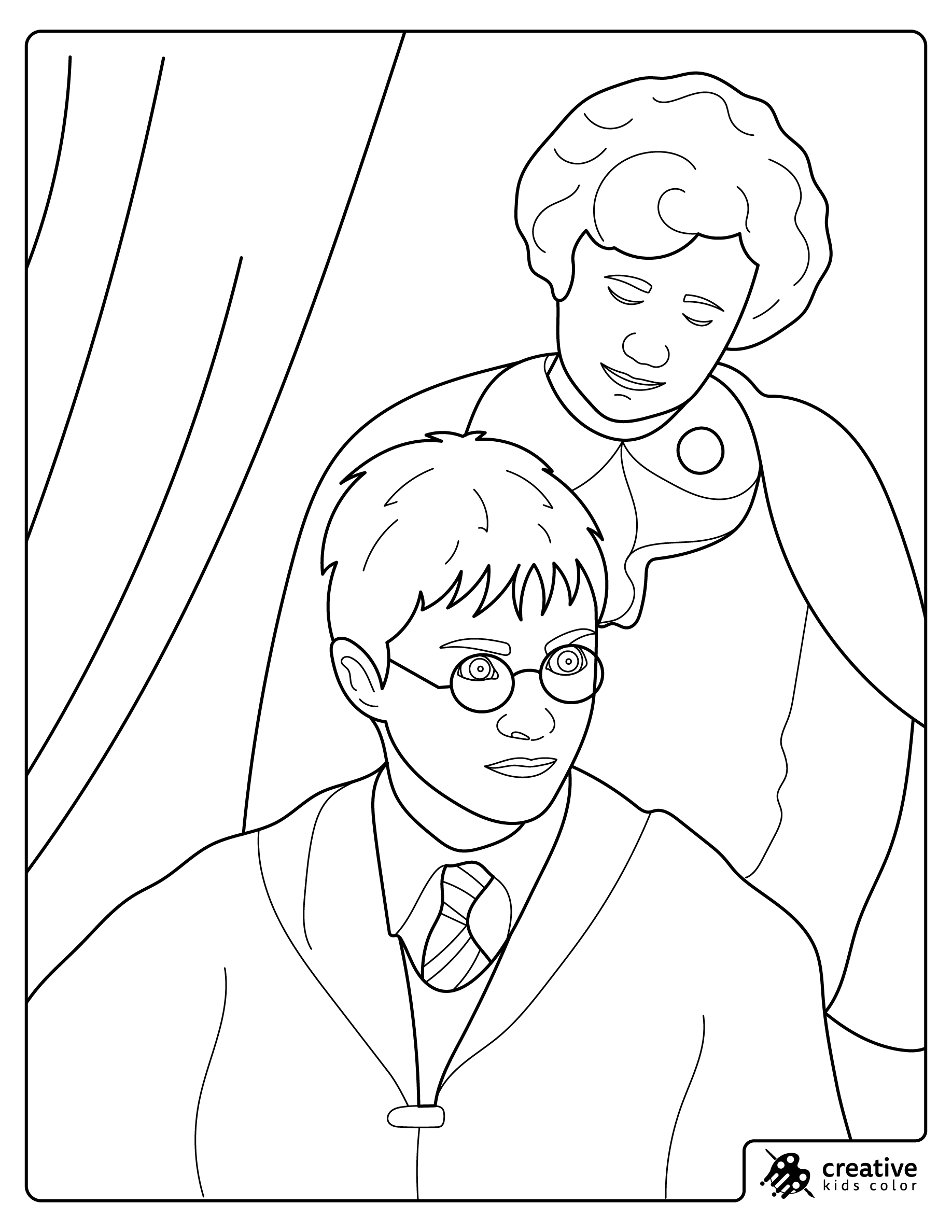 Harry Potter With Dolores Umbridge At Hogwarts Coloring Page