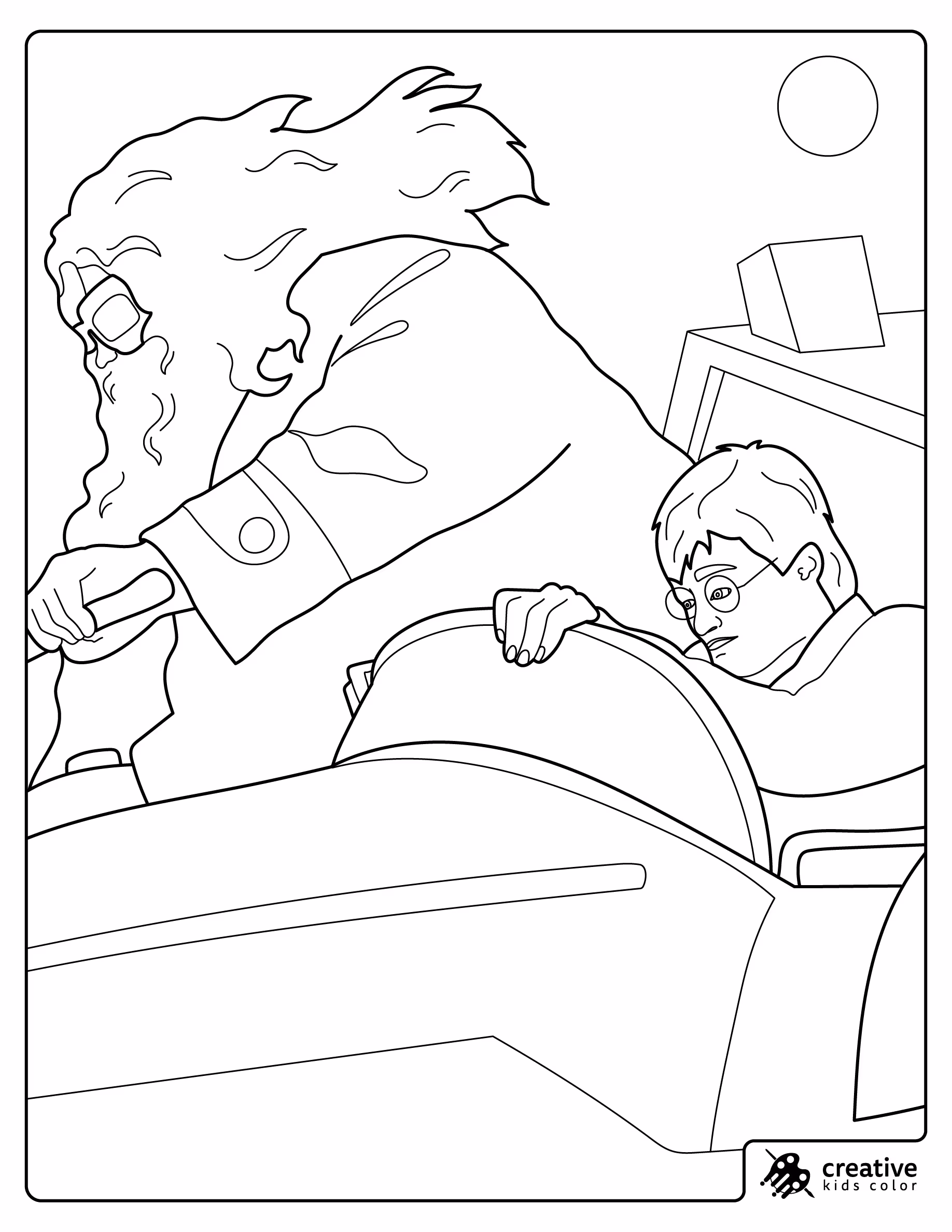 Harry Potter And Hagrid Riding A Flying Motorcycle Coloring Page
