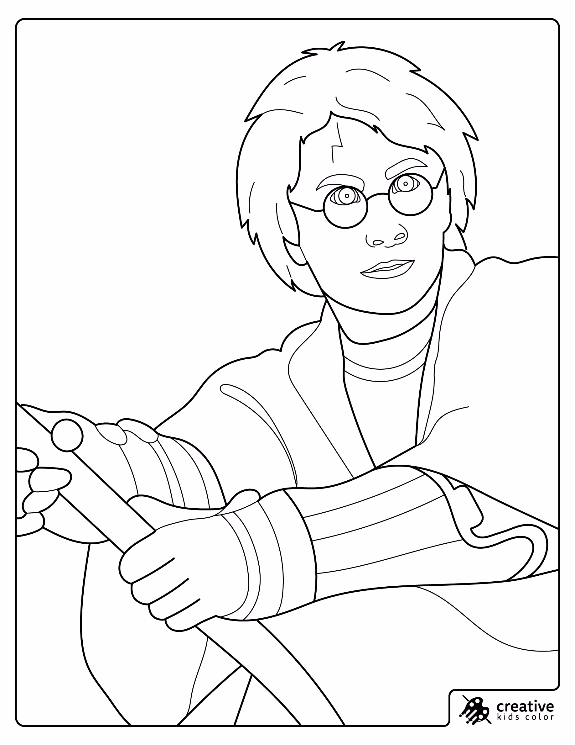 Harry Potter Playing Quidditch On His Broom Coloring Page