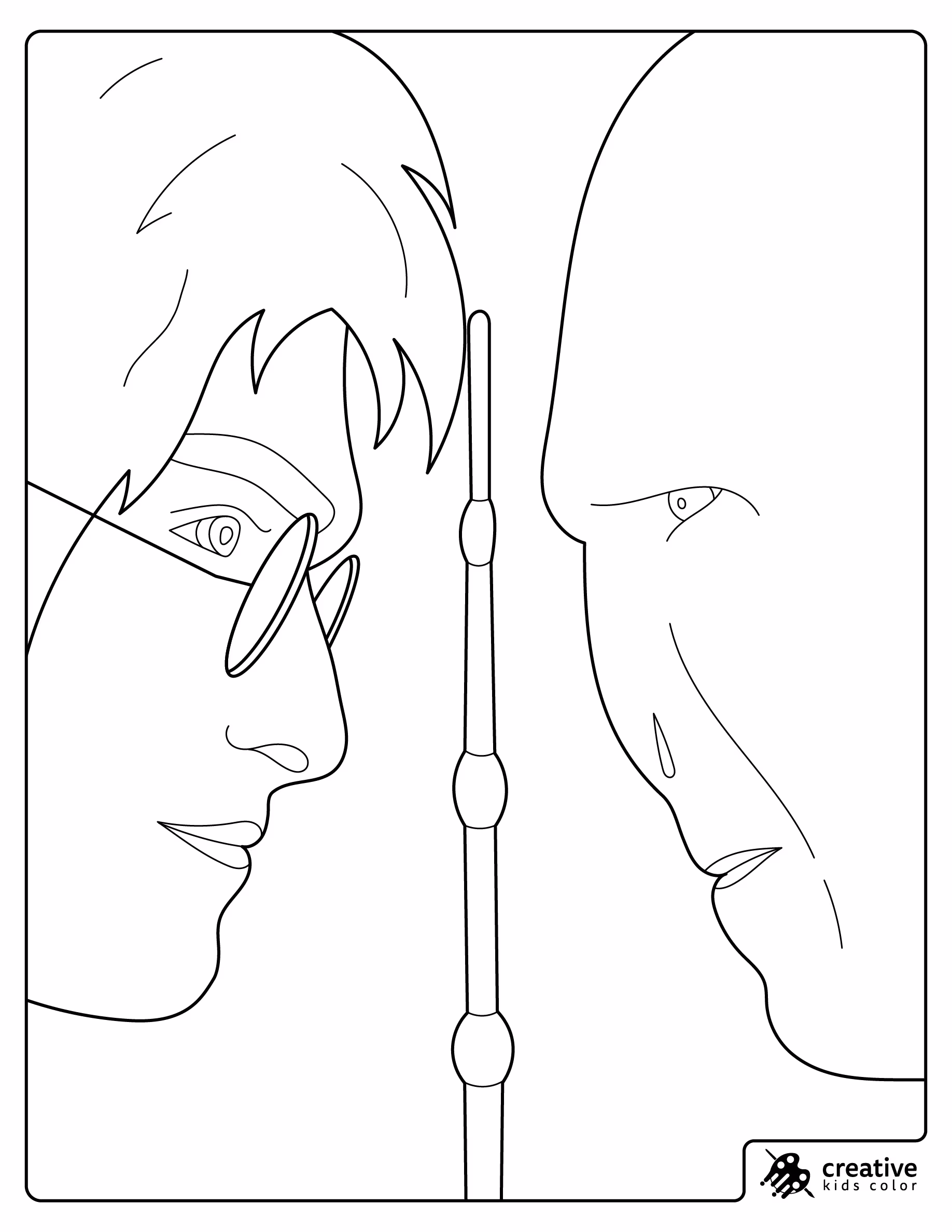 Harry Potter Facing Lord Voldemort In A Wand Duel Coloring Page