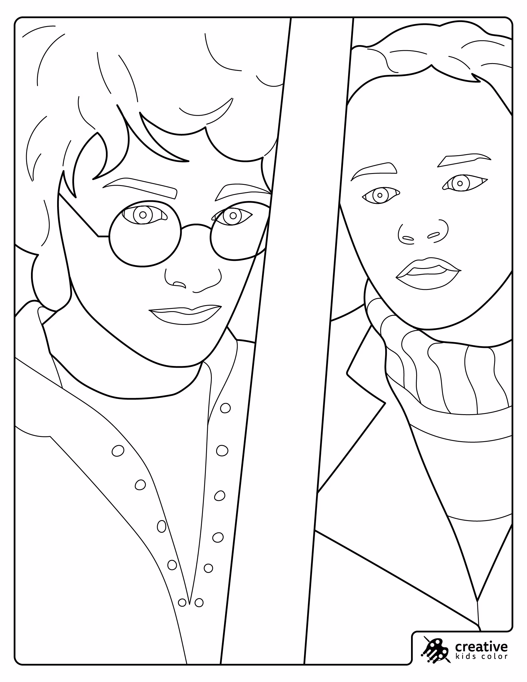 Harry Potter With Hermione Granger At Hogwarts Coloring Page