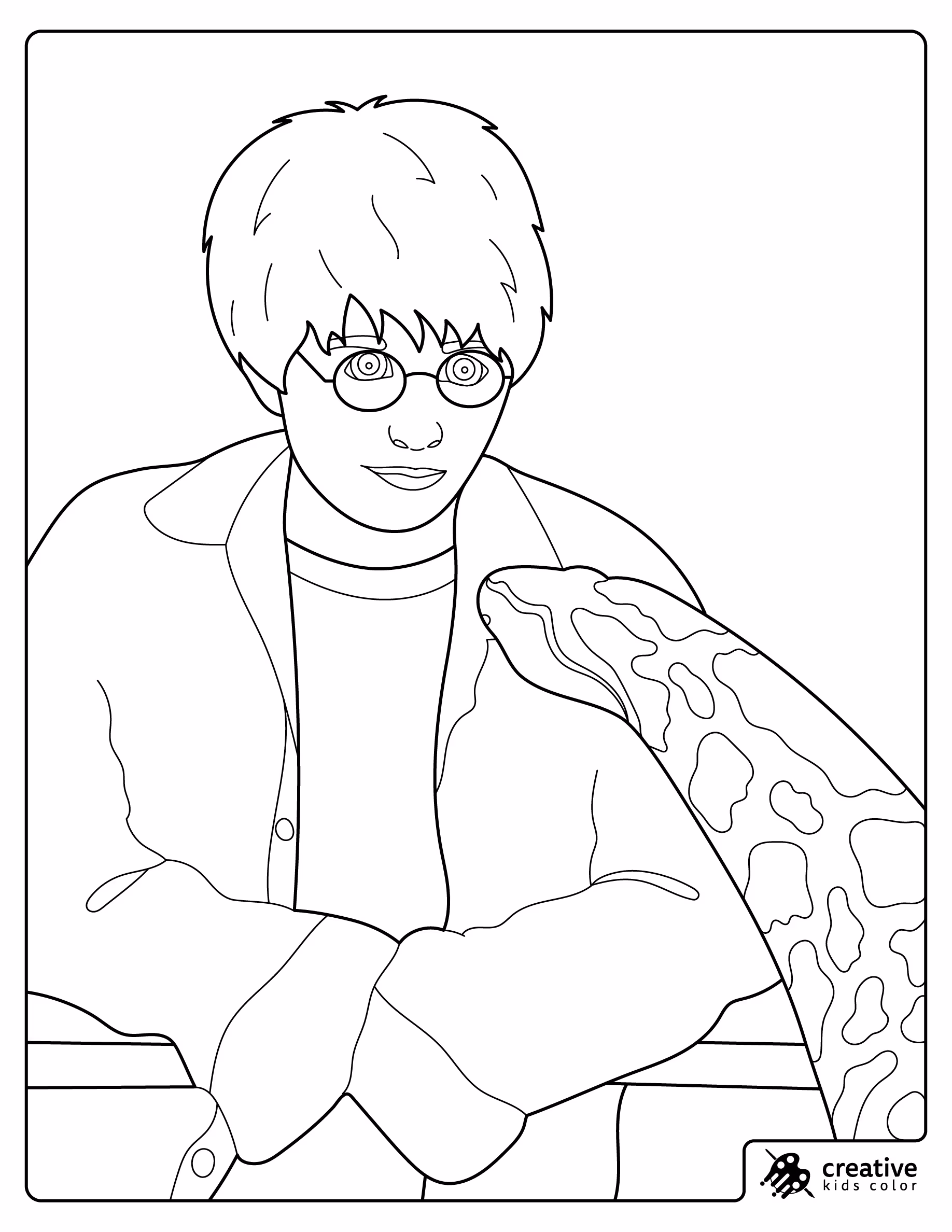 Harry Potter Sitting Beside Nagini The Snake Coloring Page