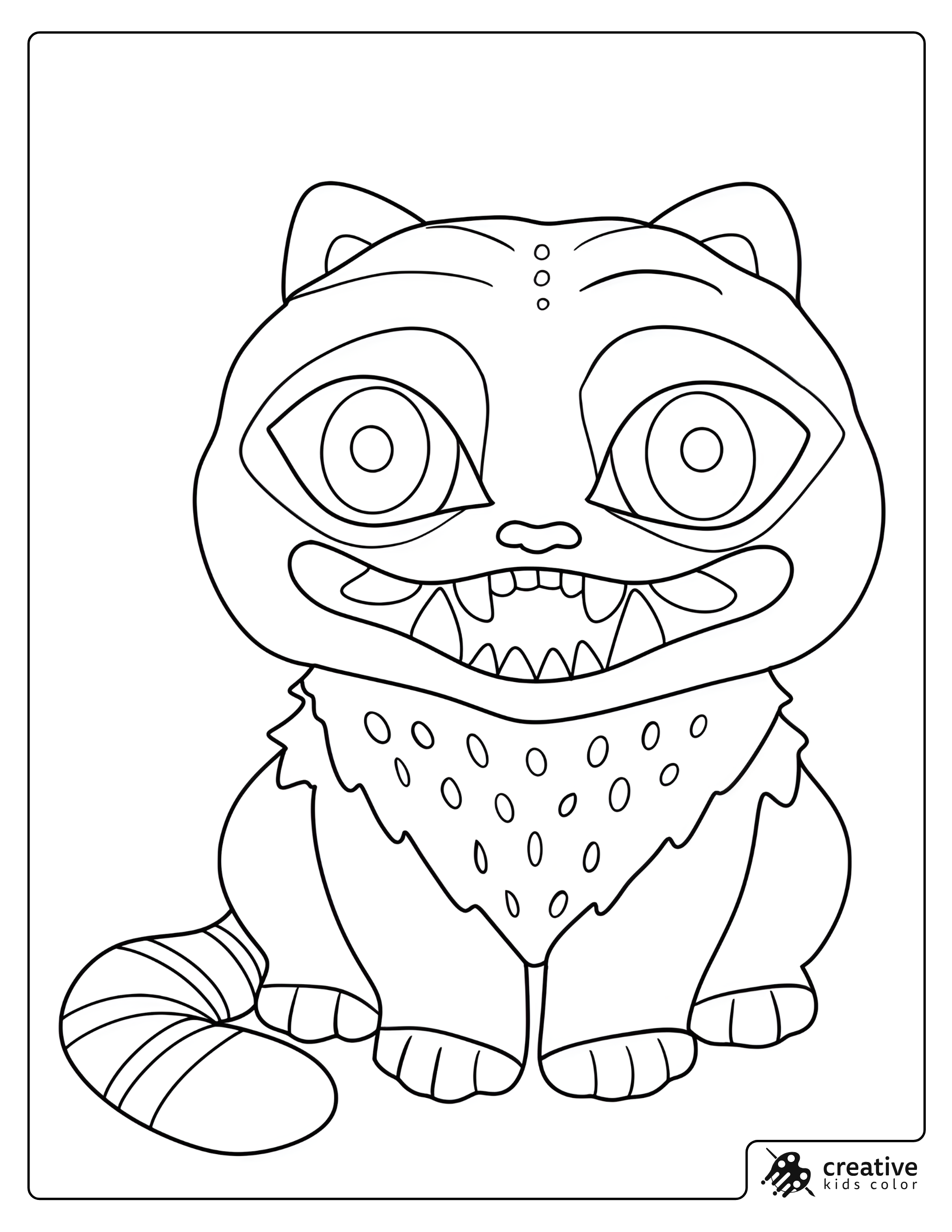 Derpy Cute Monster With Big Eyes And Sharp Teeth Coloring Page