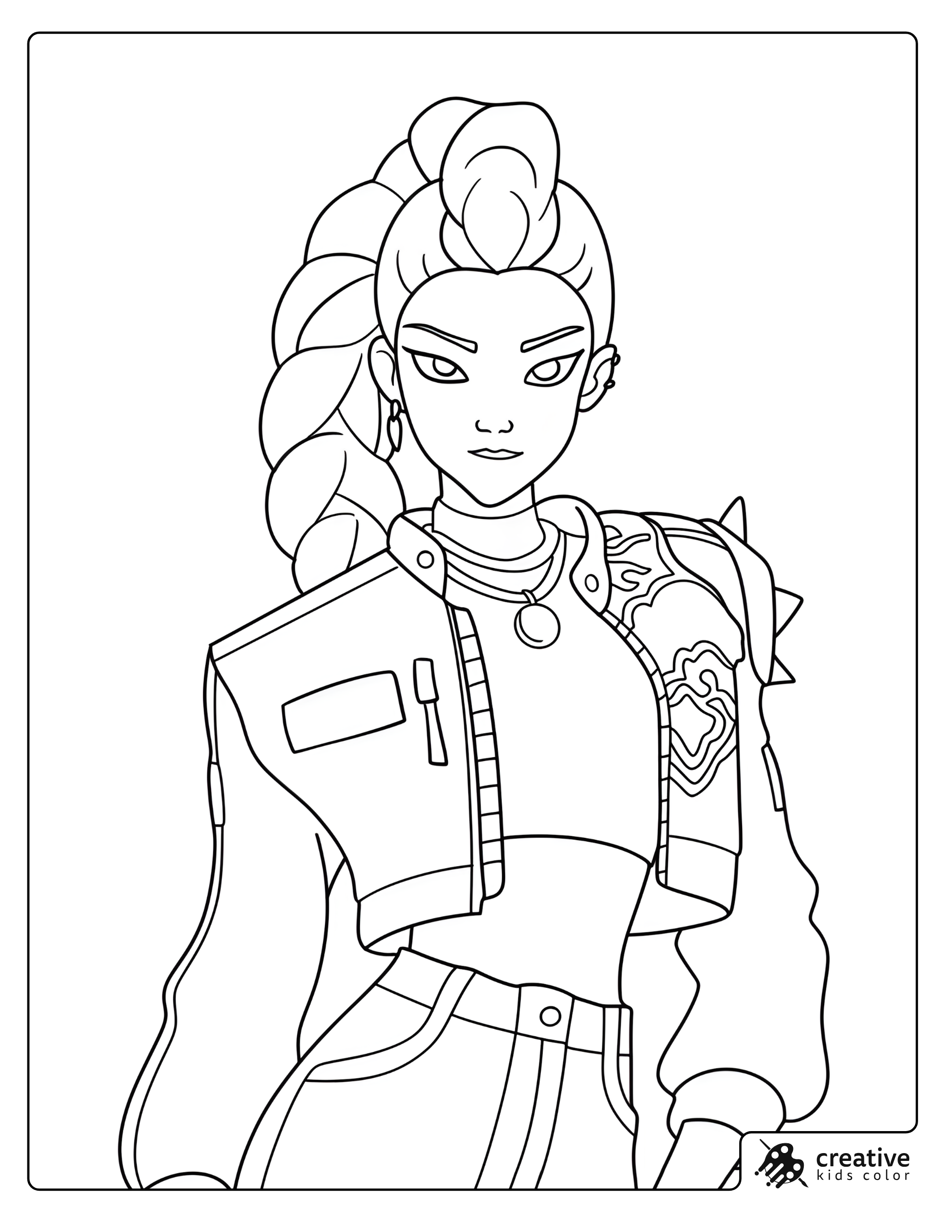 Stylish Romanian Dress With Braided Hair And Tailored Jacket Coloring Page