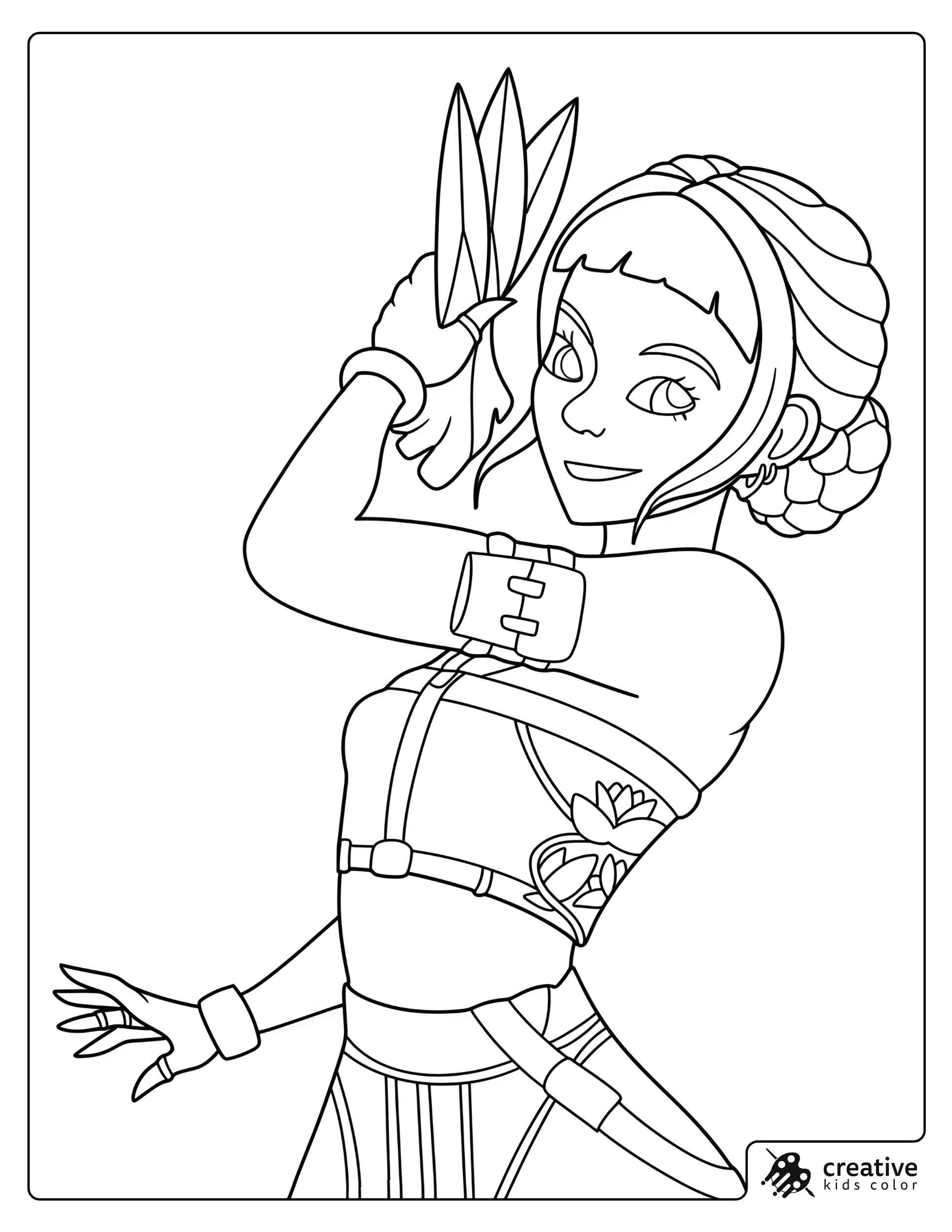 Coloring Page Zoey Plays With Short Arms And A Knife Raised As A Weapon
