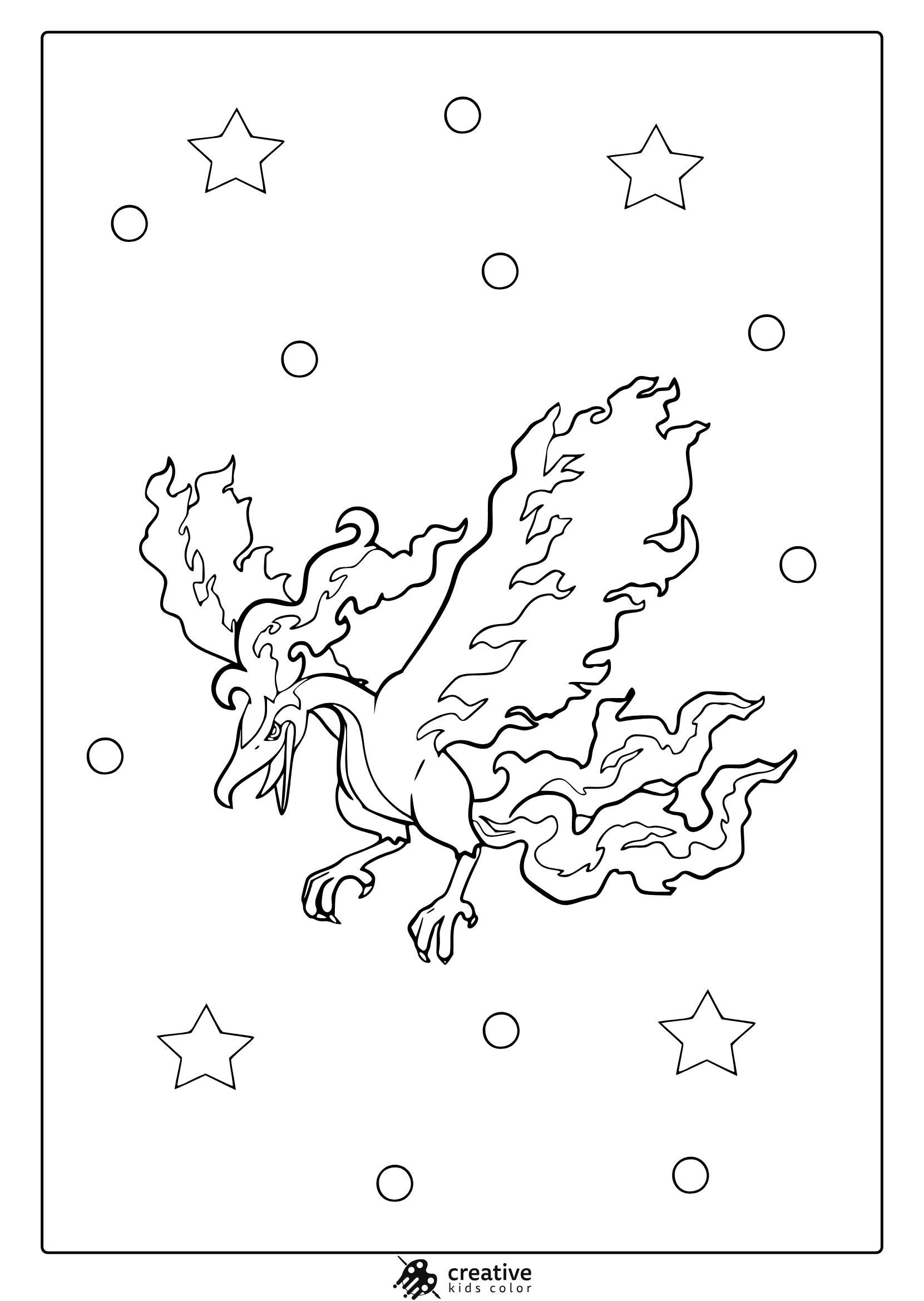 Legendary Moltres In A Swirling Flame Design, Perfect For A Bold And Detailed Coloring Page.