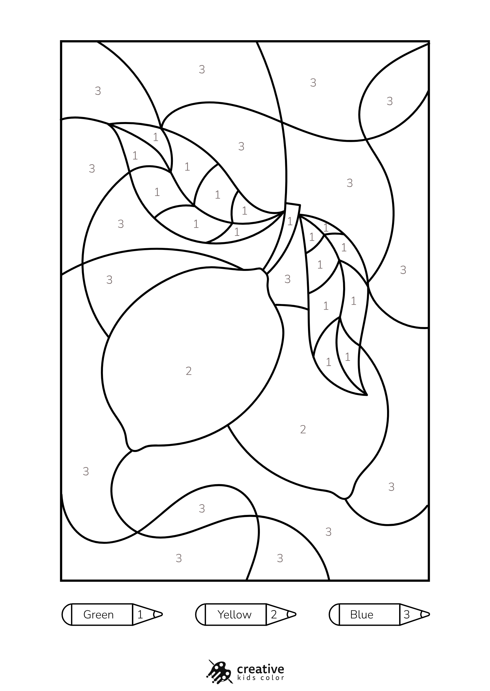 Lemon Color By Number Coloring Page With A Whole Lemon And One Lemon Slice Arranged Side By Side.