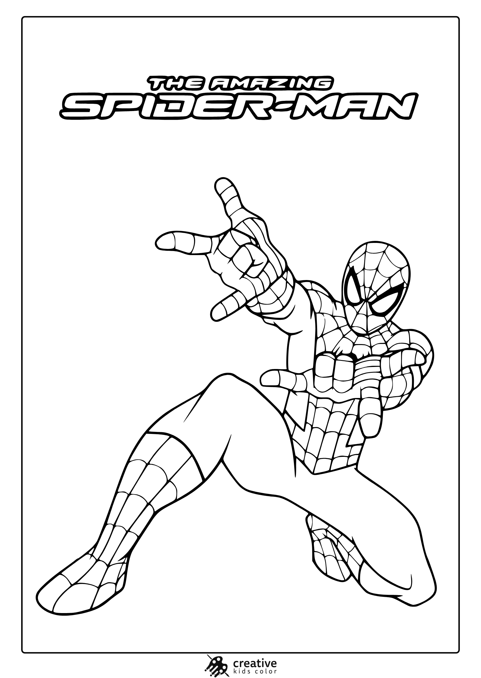 Marvel Spider-Man Coloring Page With Running Pose And Full Webbed Suit Design.