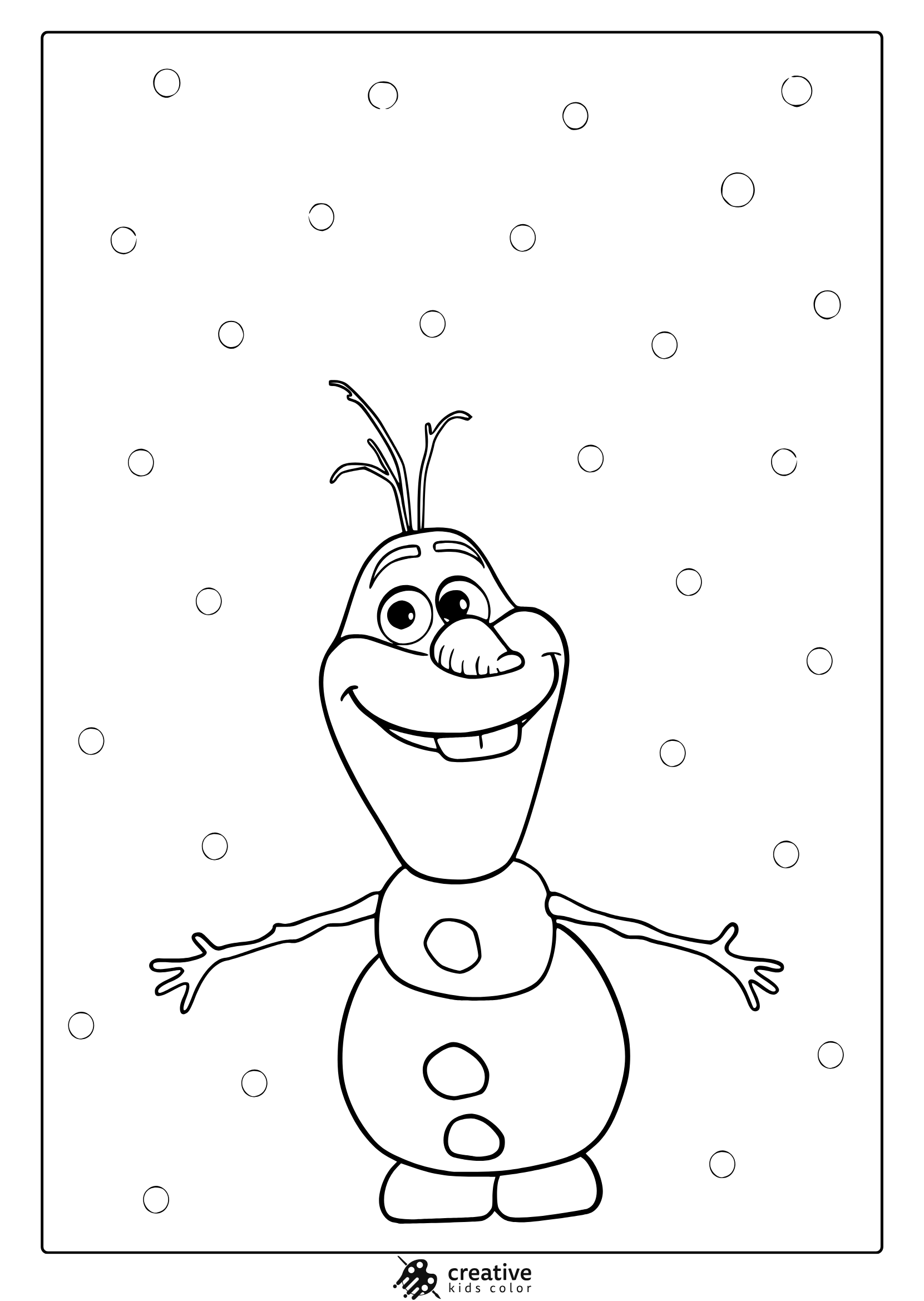 Olaf Coloring Page Standing With Open Arms.
