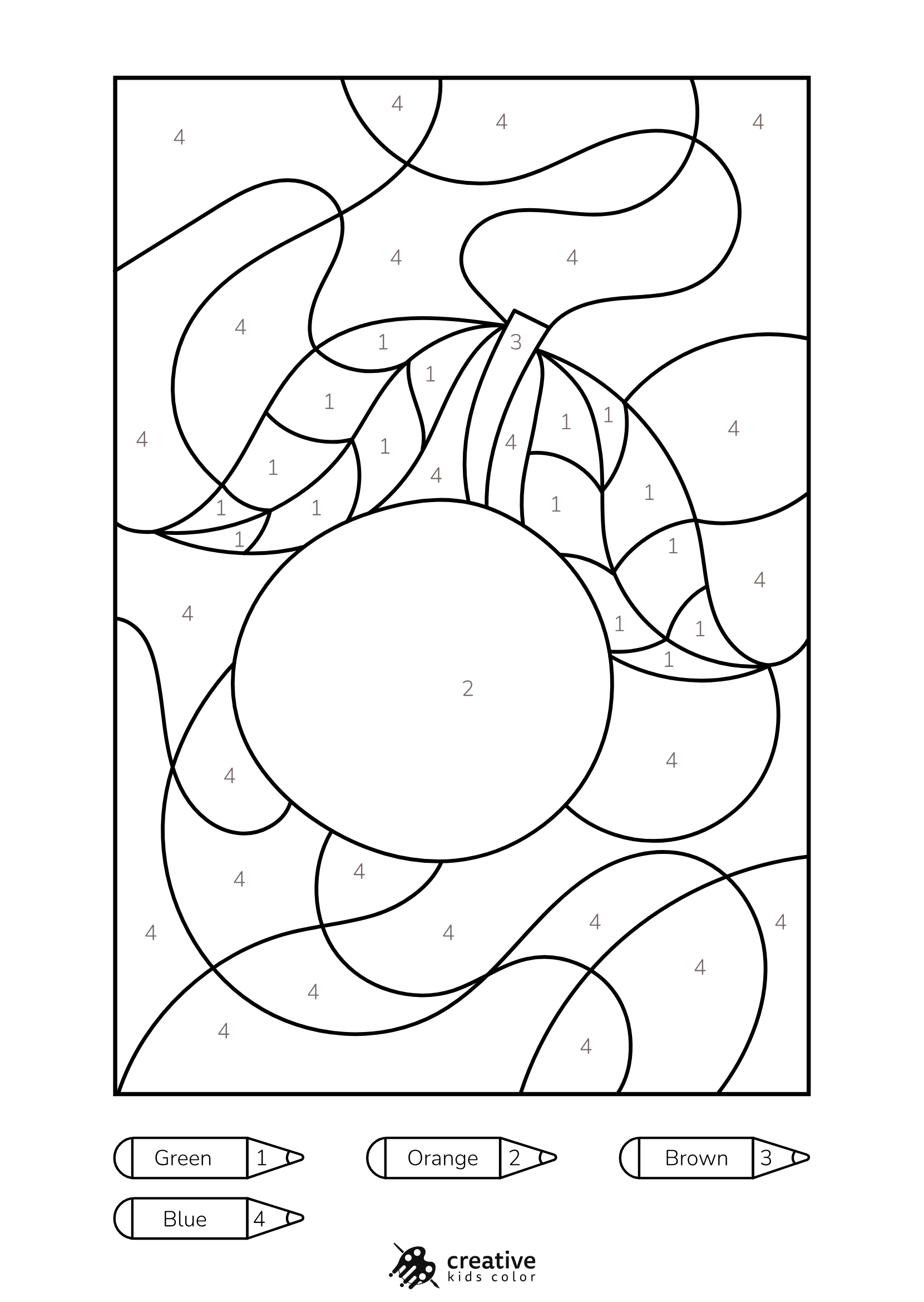 Orange Color By Number Coloring Page With Fun Details To Color In.