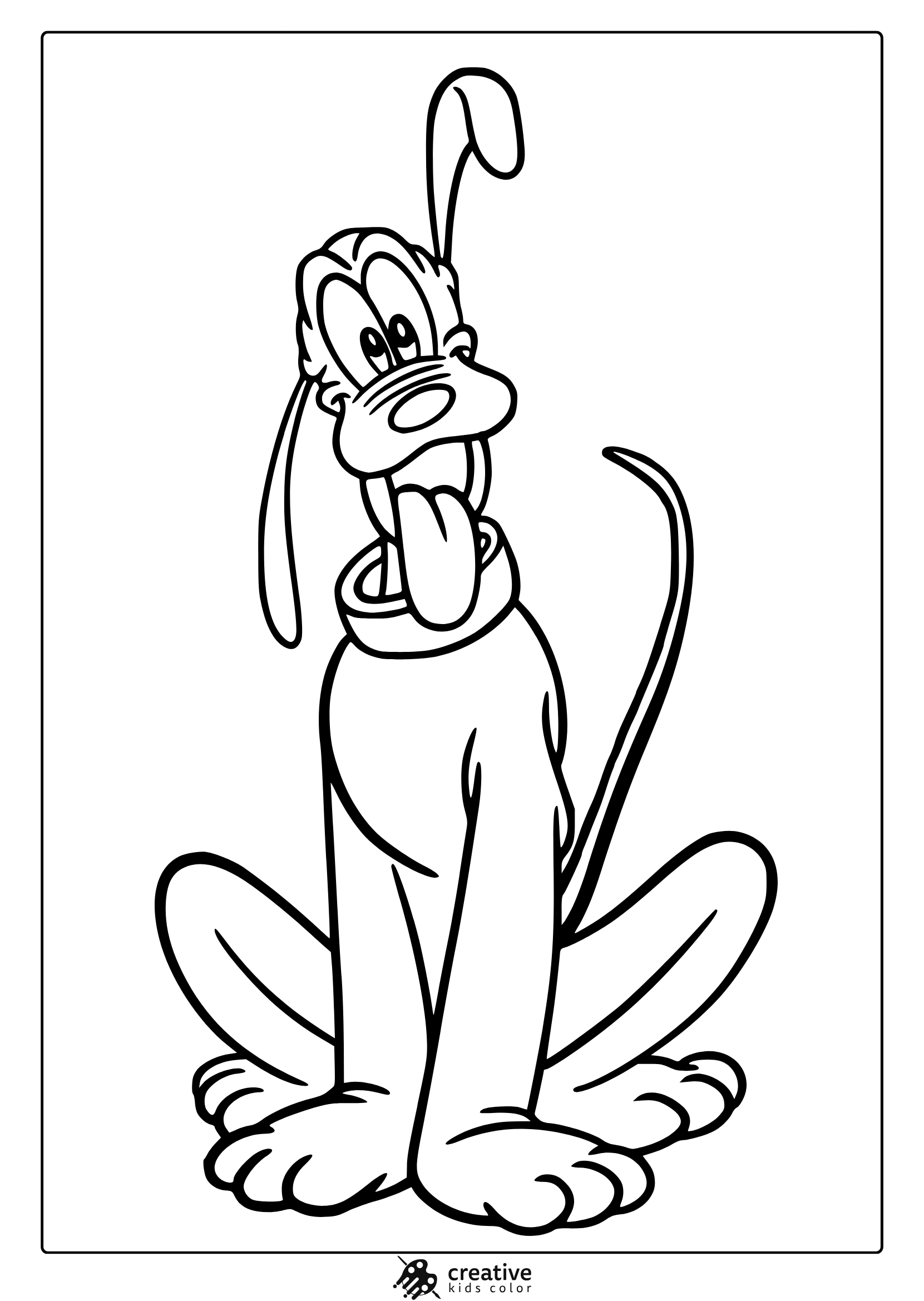 Pluto Coloring Page Sitting Happily.