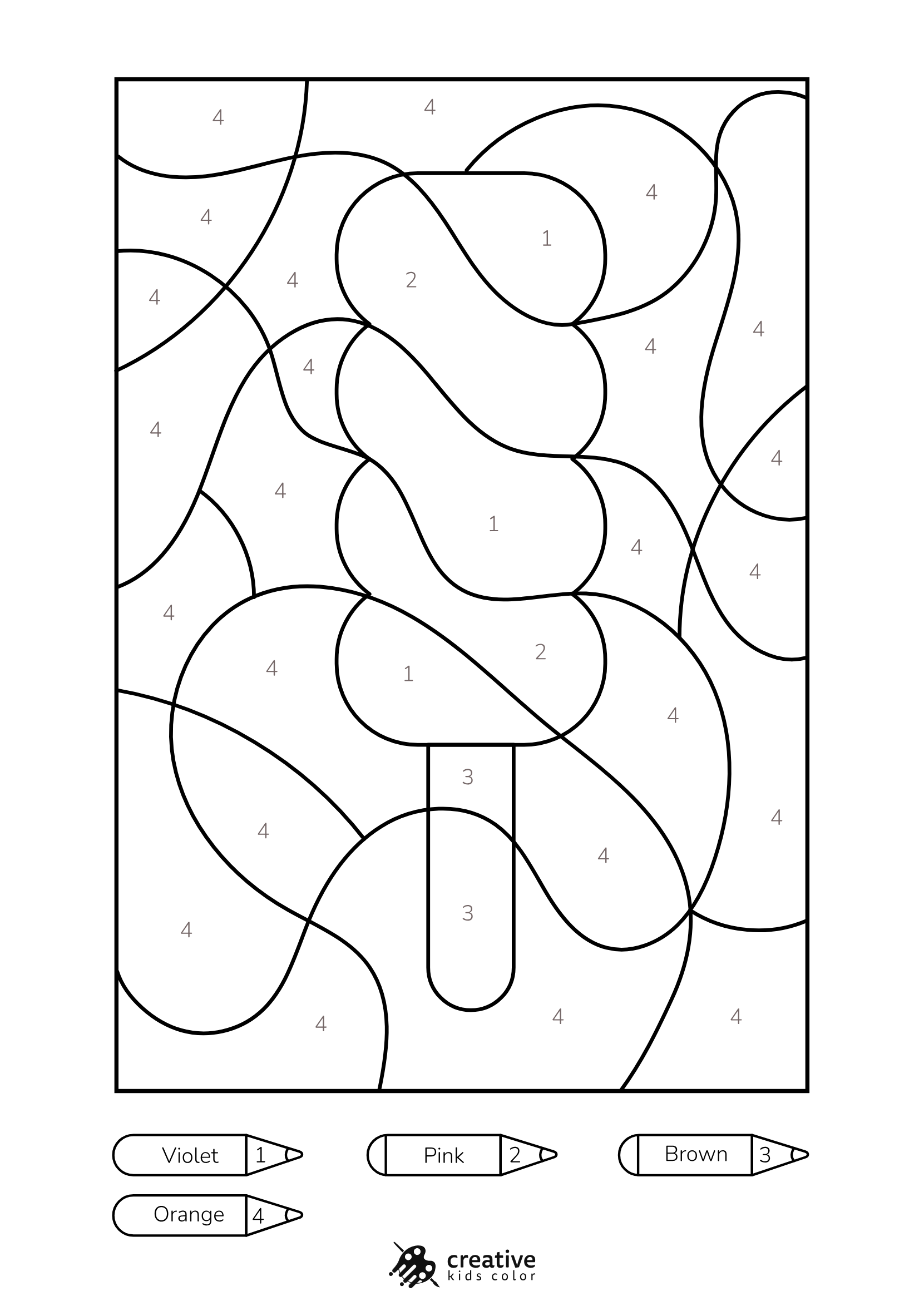 Popsicle Color By Number Coloring Page Featuring A Melting Popsicle With Fruity Layers And A Wooden Stick.
