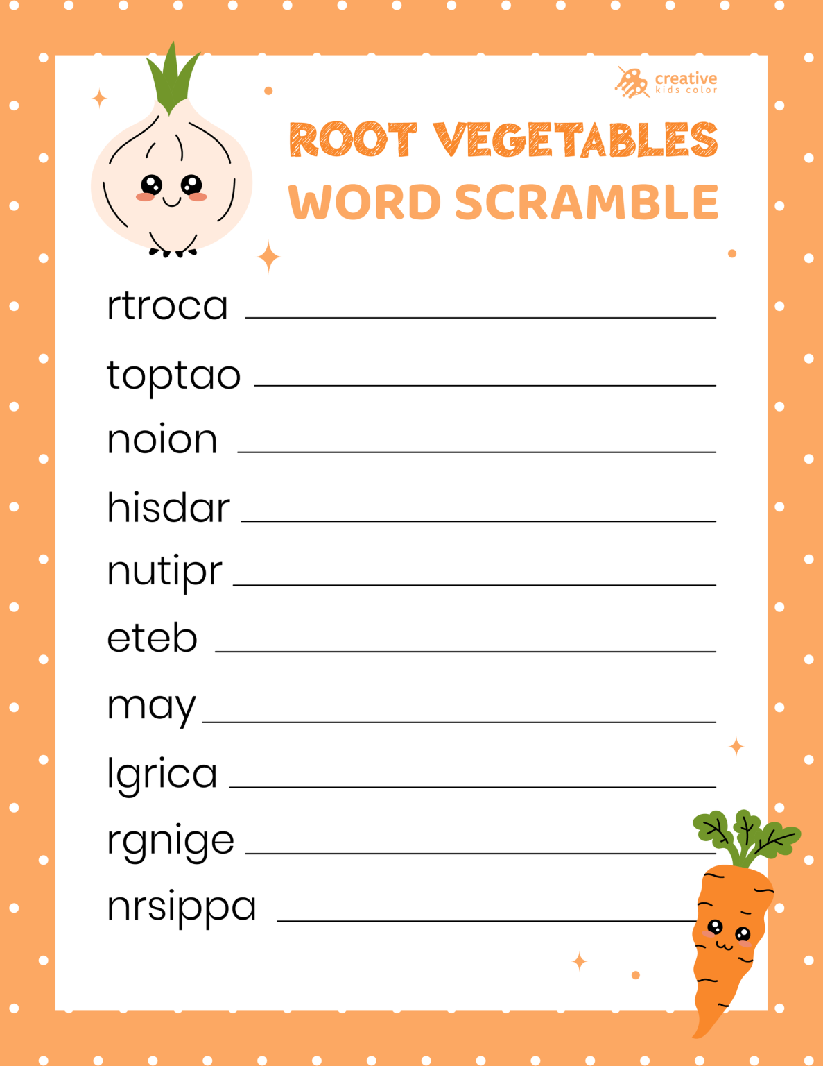 Free Printable Word Scramble Puzzles | Creative Kids Color